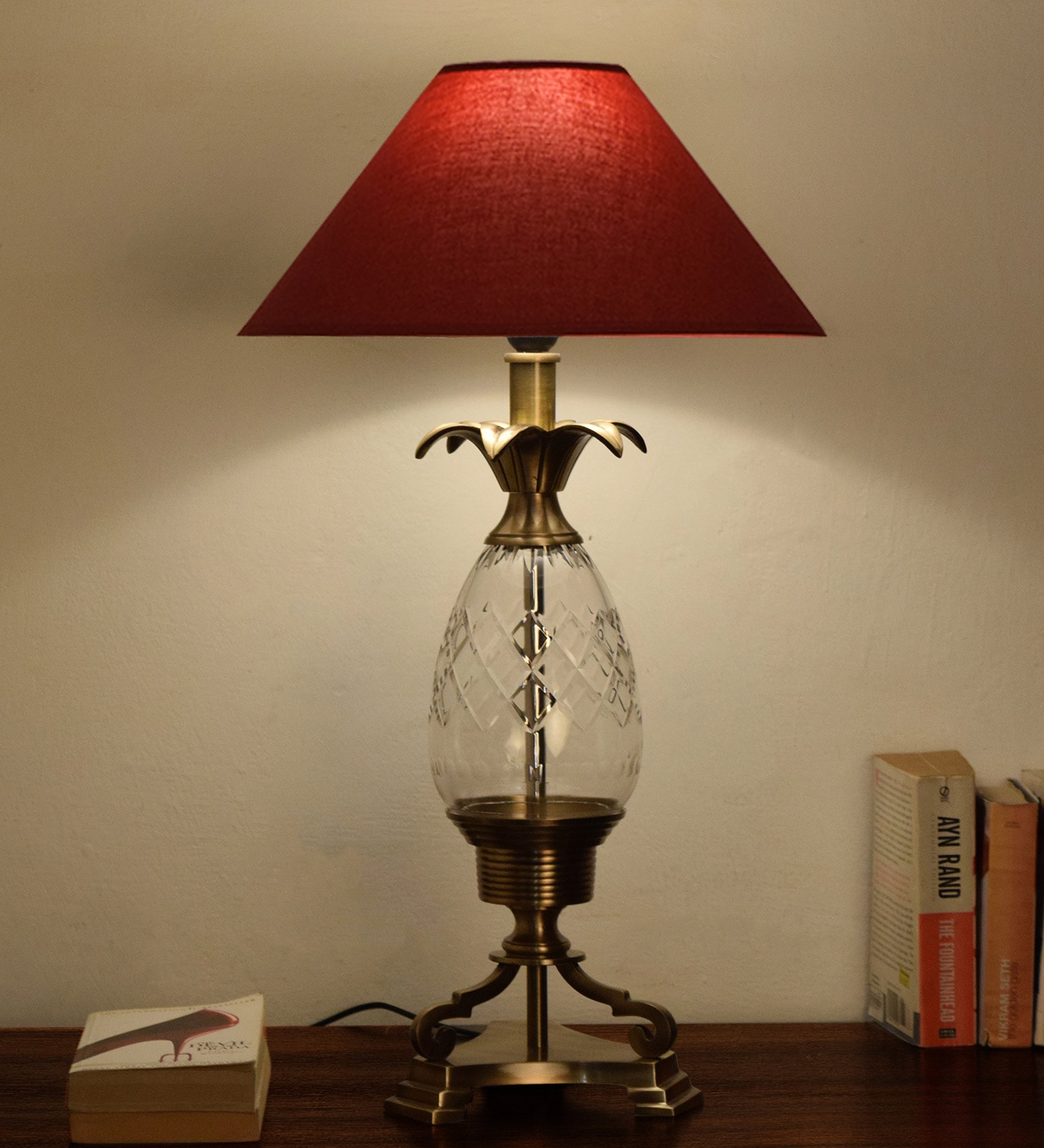 Red Fabric Table Lamp