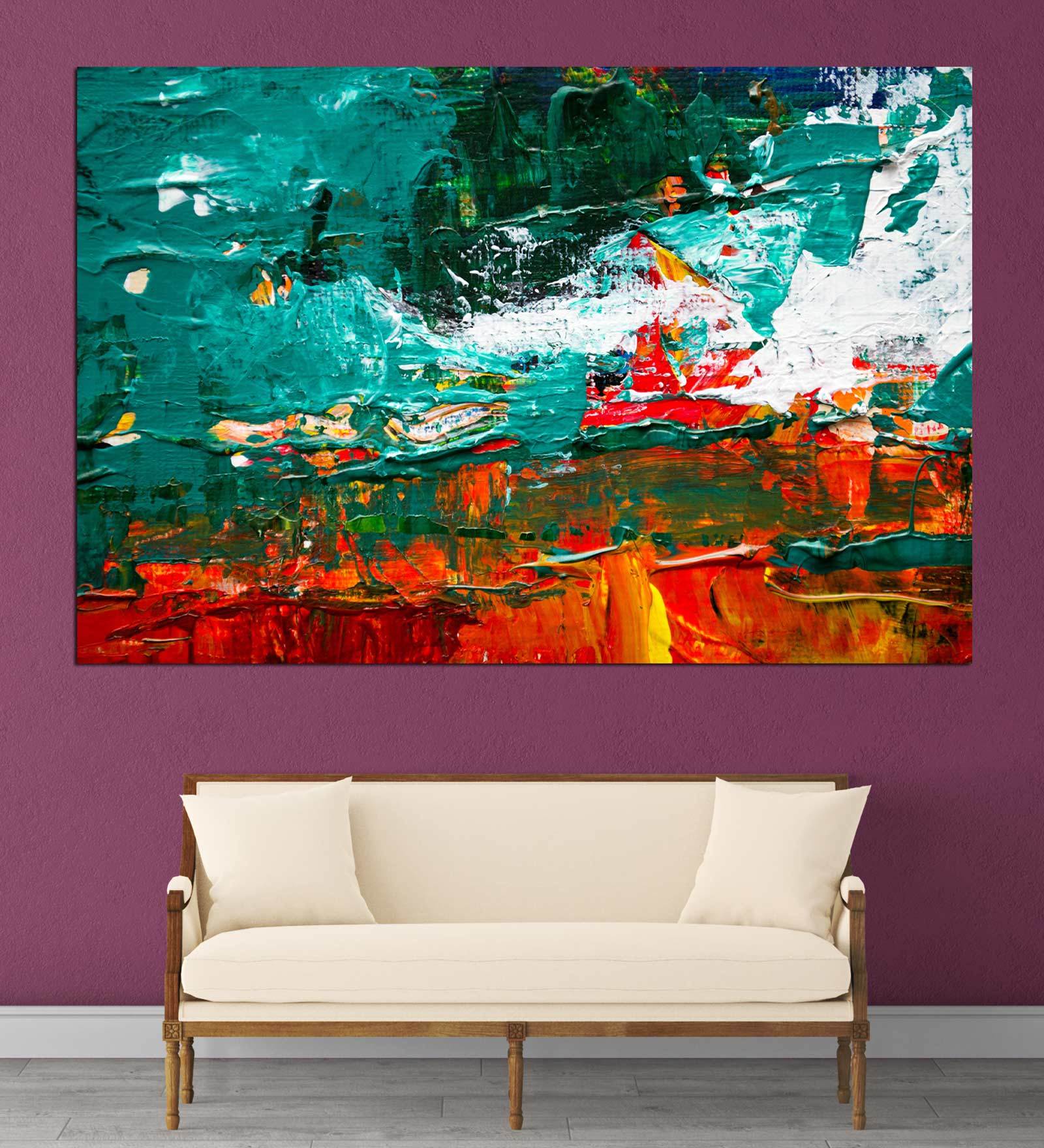Abstract In Red Canvas Framed Art Print (33 x 21 Inches)