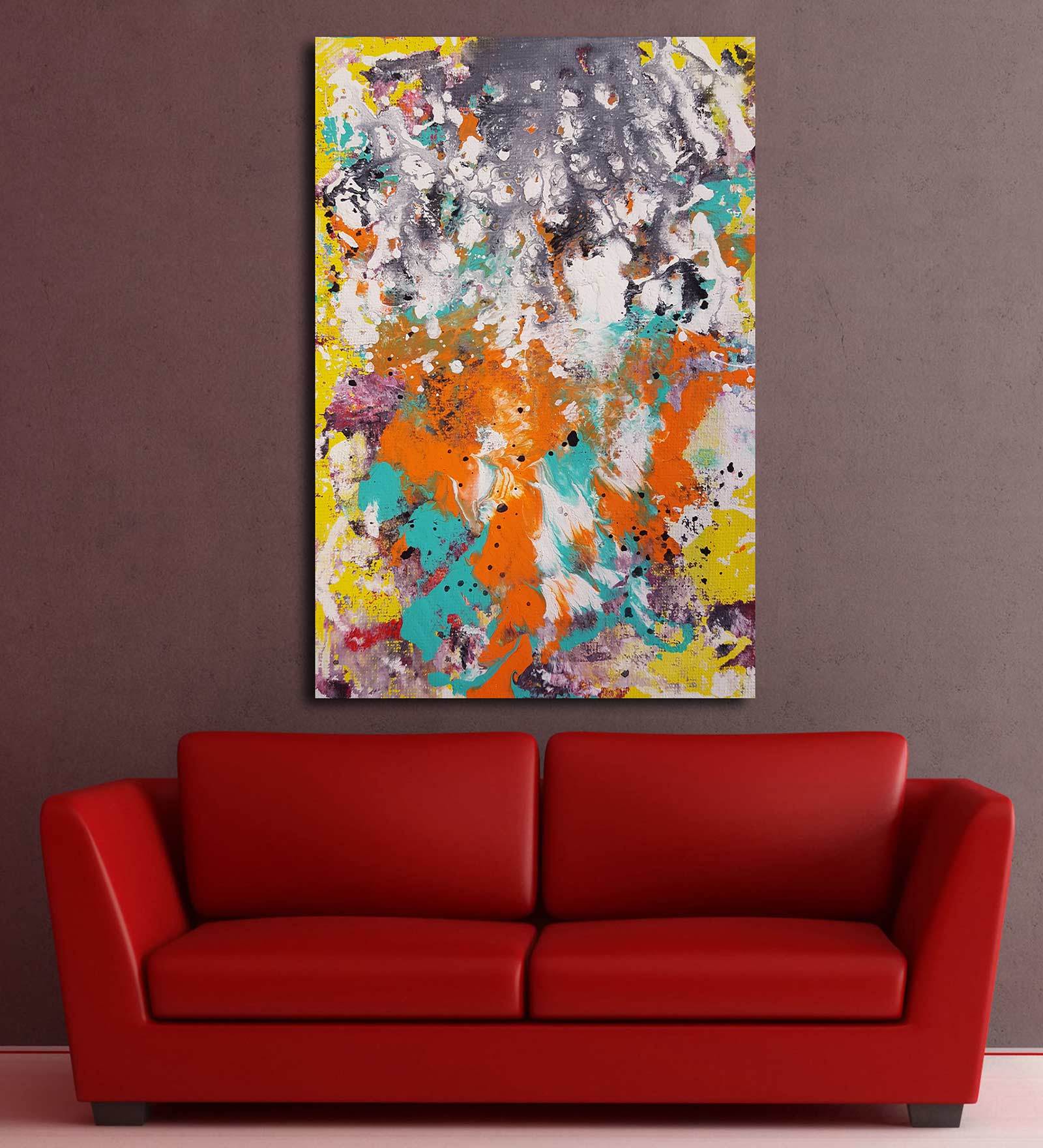 Abstract In Multicolour Canvas Framed Art Print (33 x 21 Inches)