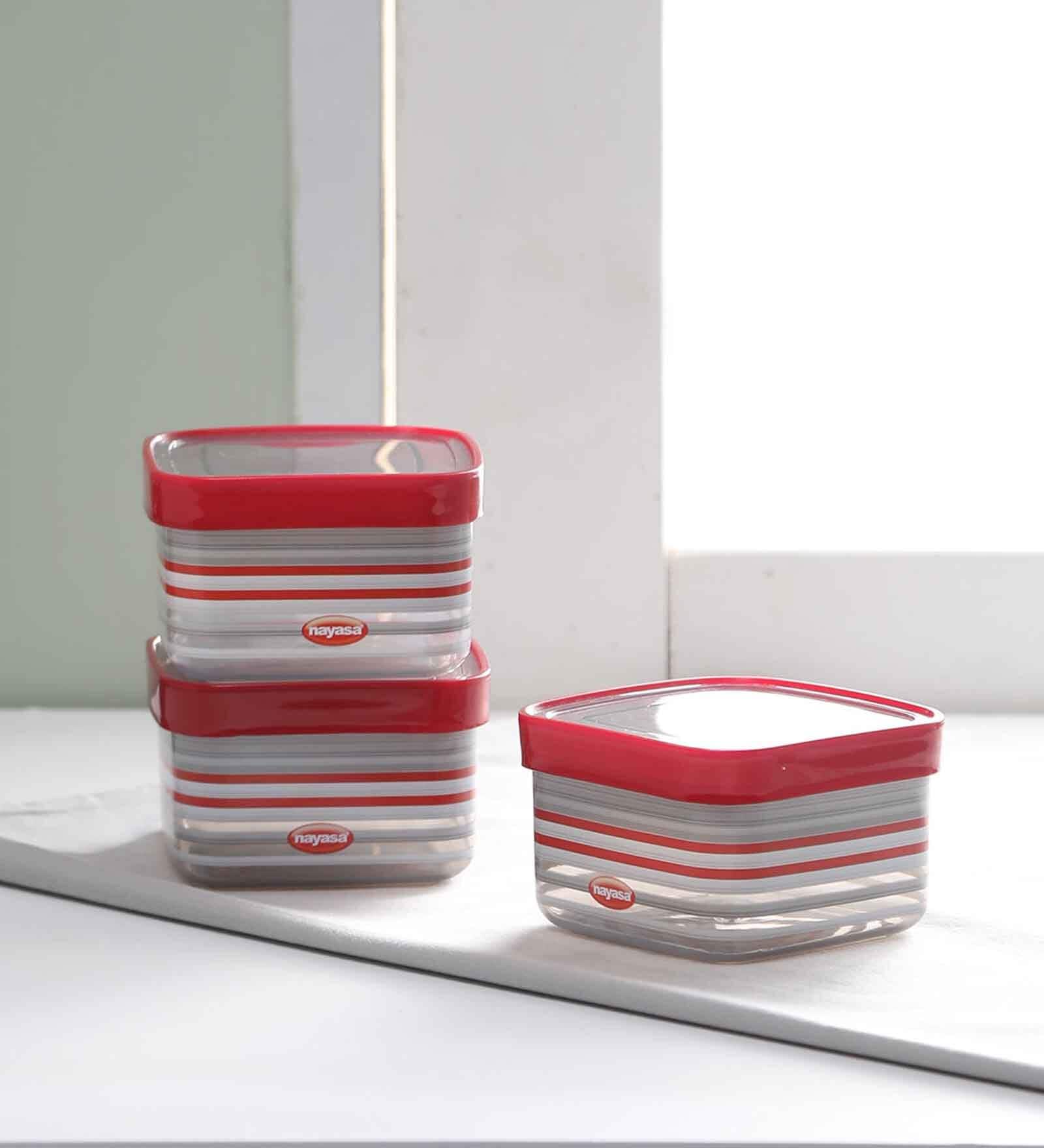 Red Fusion Plastic Container (Set of 3)