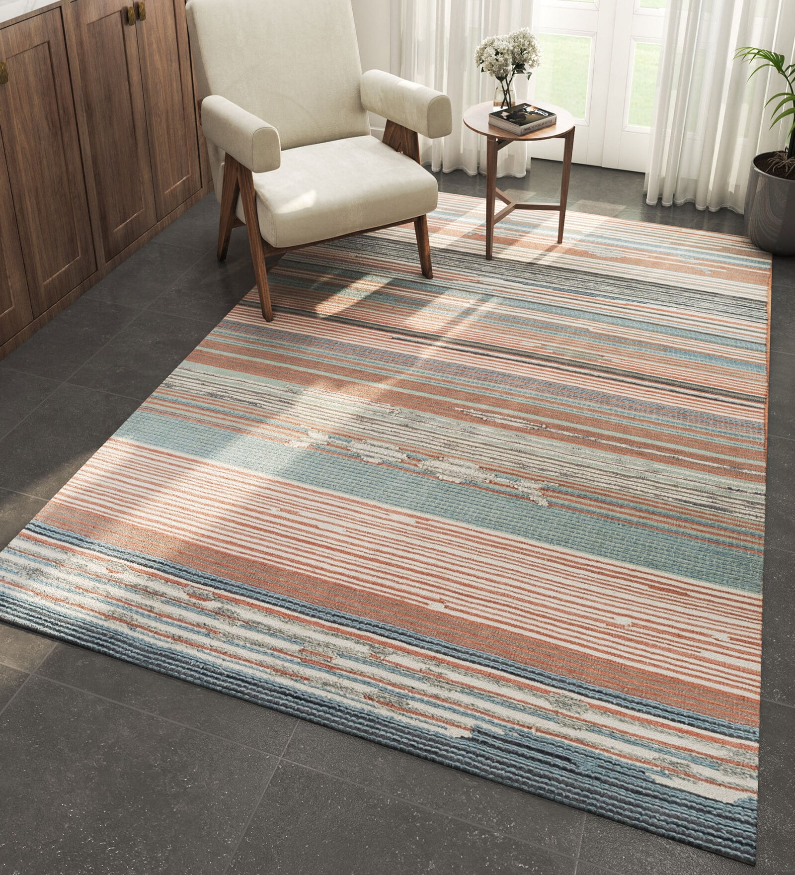 Red Geometrical Wool 6 ft X 9 ft Flat Weaves