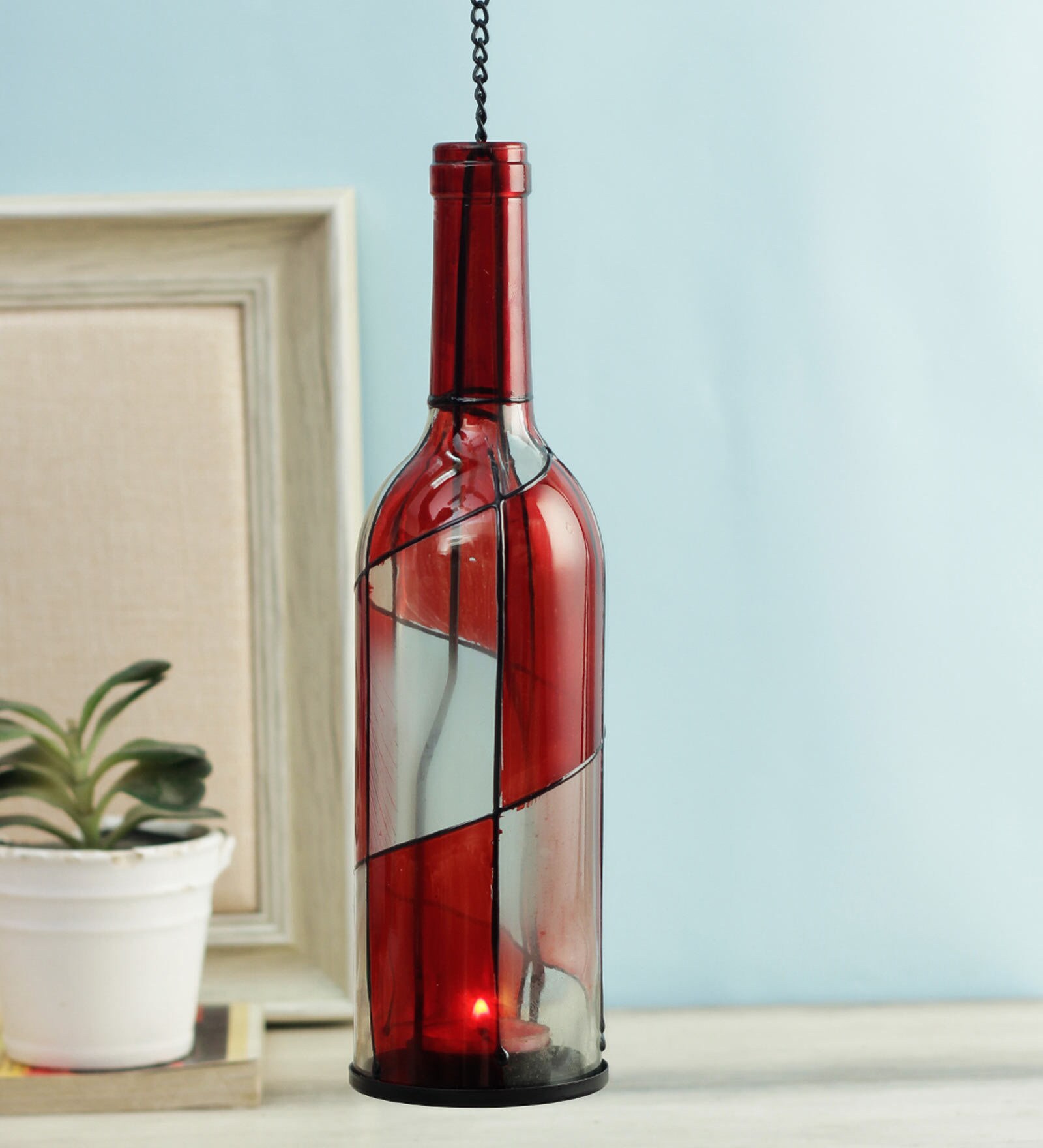 Buy Red Hanging Wine Bottle Tealight Holder by Wishtank at 33 OFF by