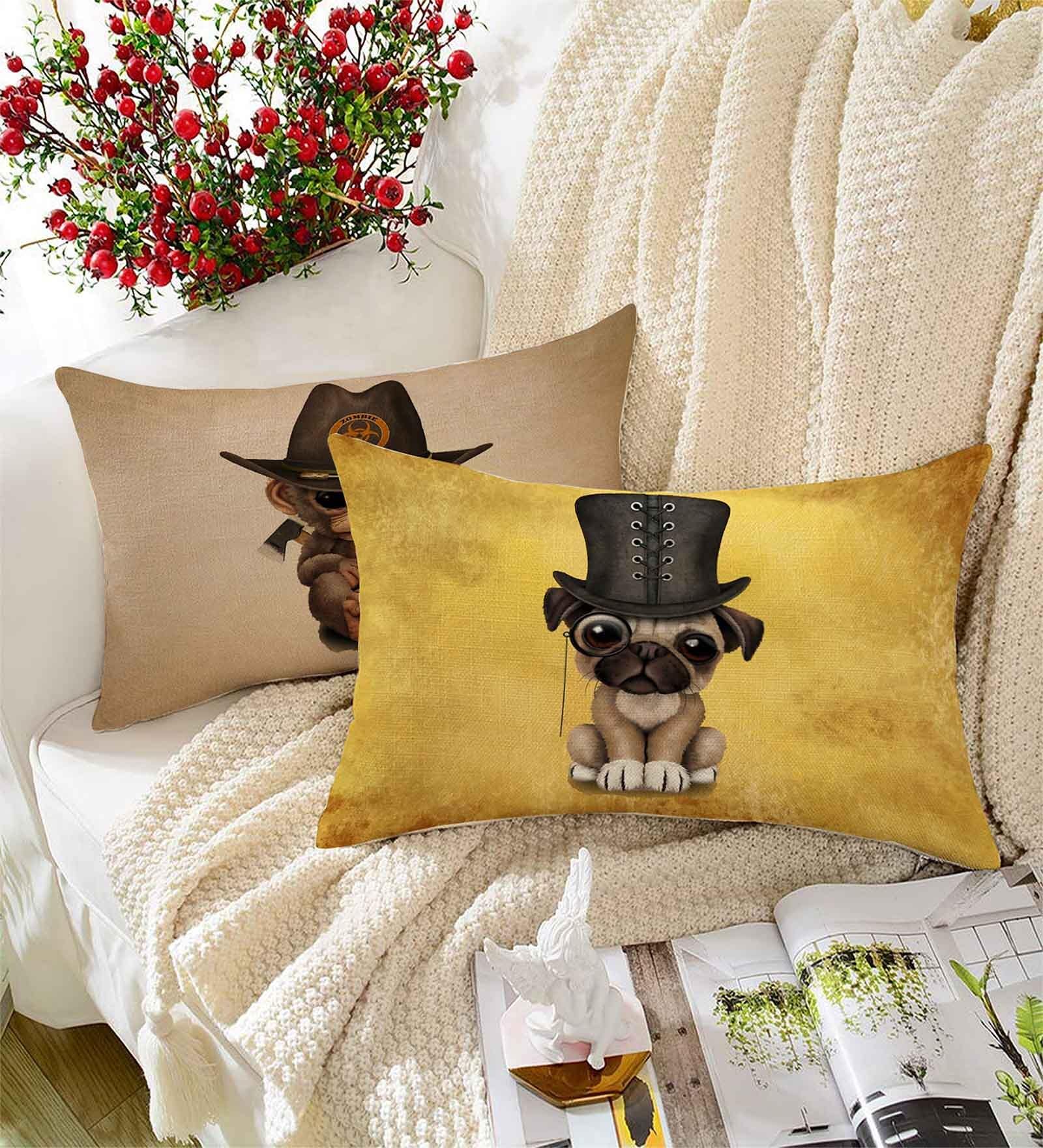 Beige Jute Abstract 12x18 inches Cushion Covers (Pack of 2)