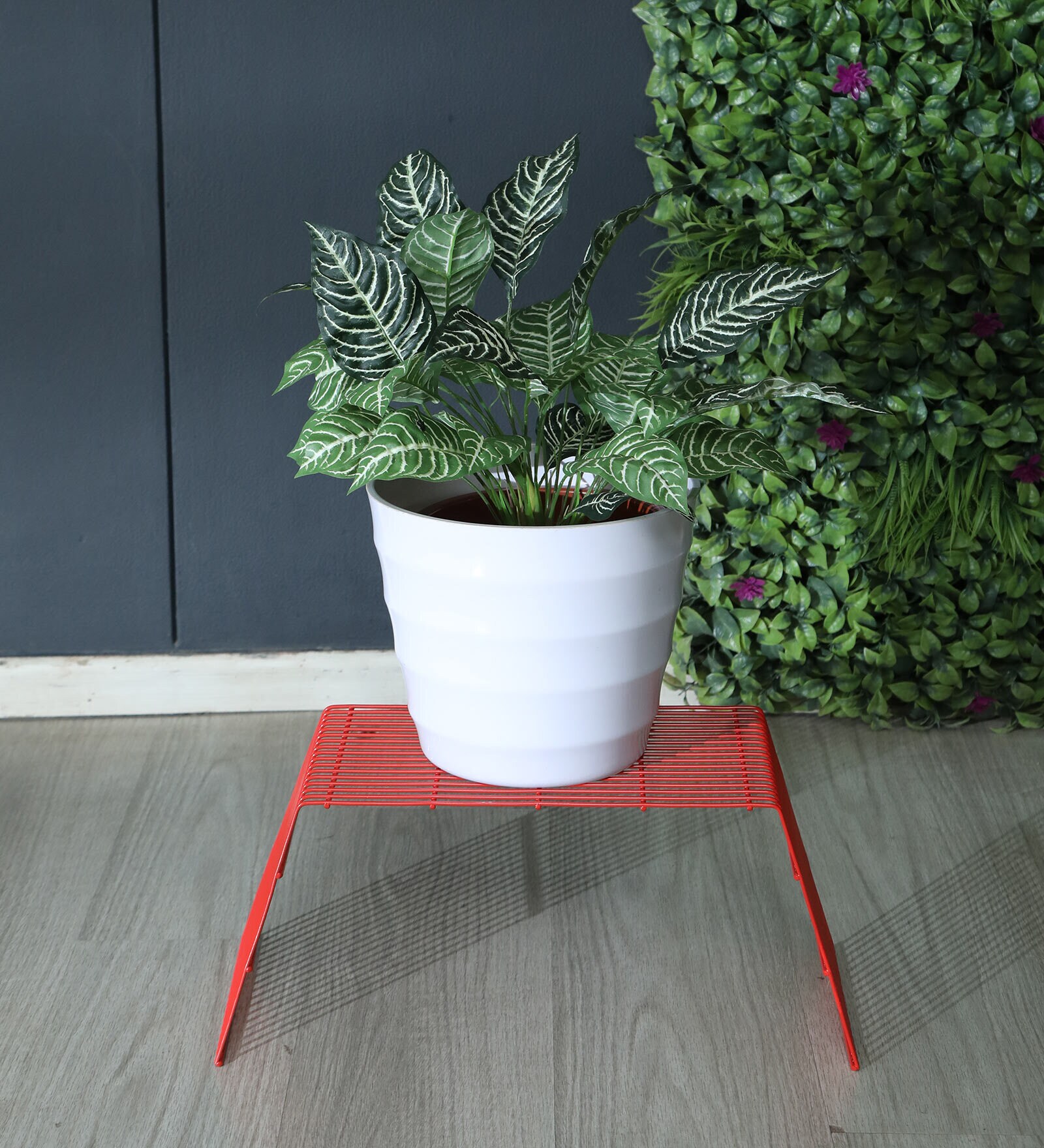 Red Metal Planter Stand