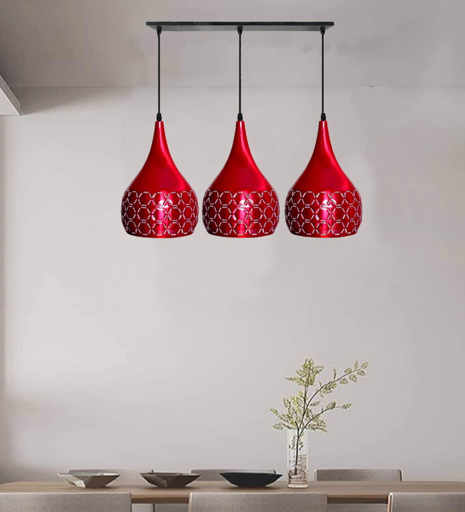 Muston Red Metal Cluster Hanging Light