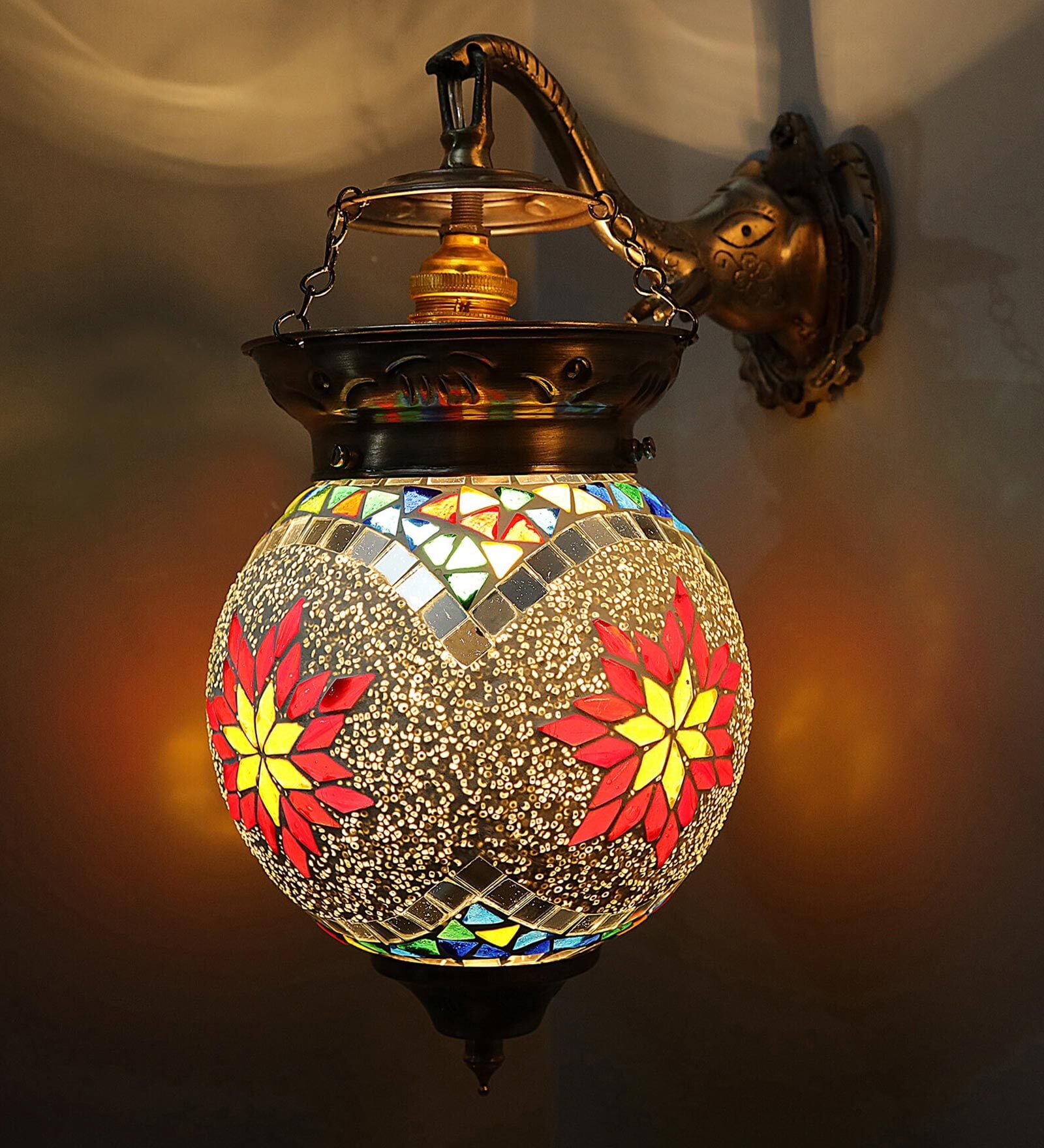 Bezalel Red Metal and Glass Wall Sconces