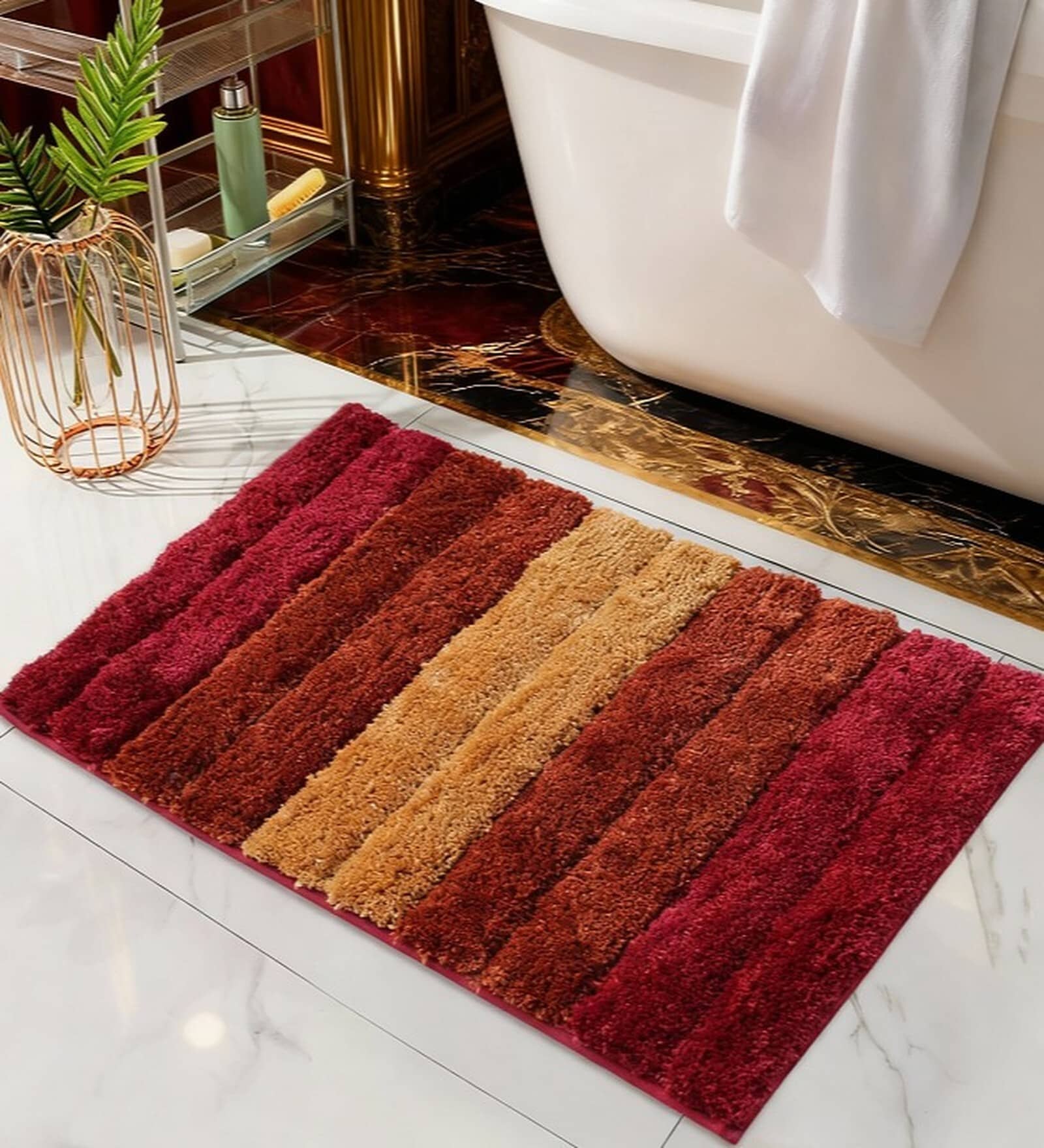 Red Microfiber 24x16 Inches Anti-Skid Bath Mat