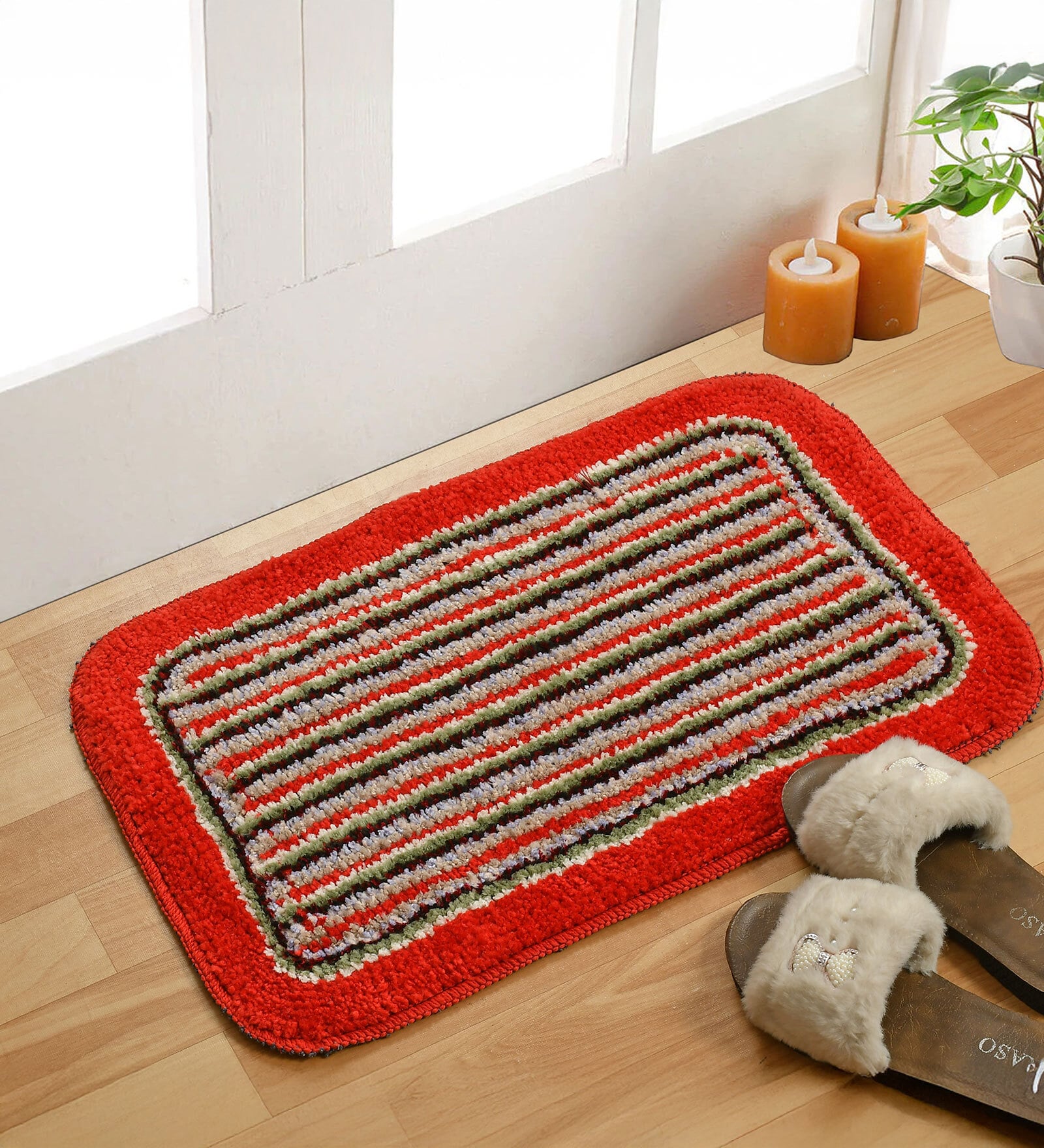 Red Microfiber AntiSkid 16 X 24 Inches Bath Mat