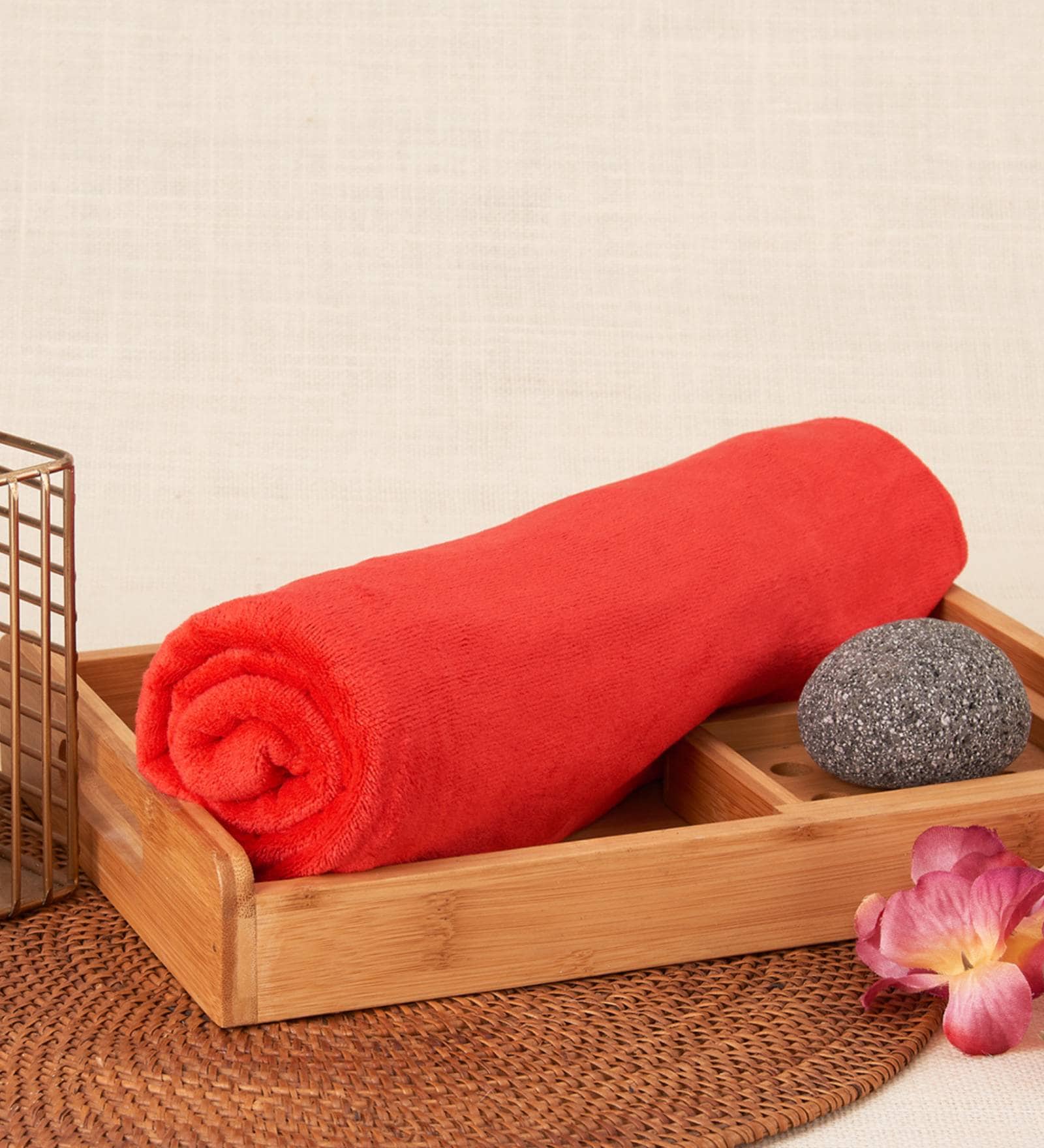 Red Microfiber Solid 300 GSM Bath Towel