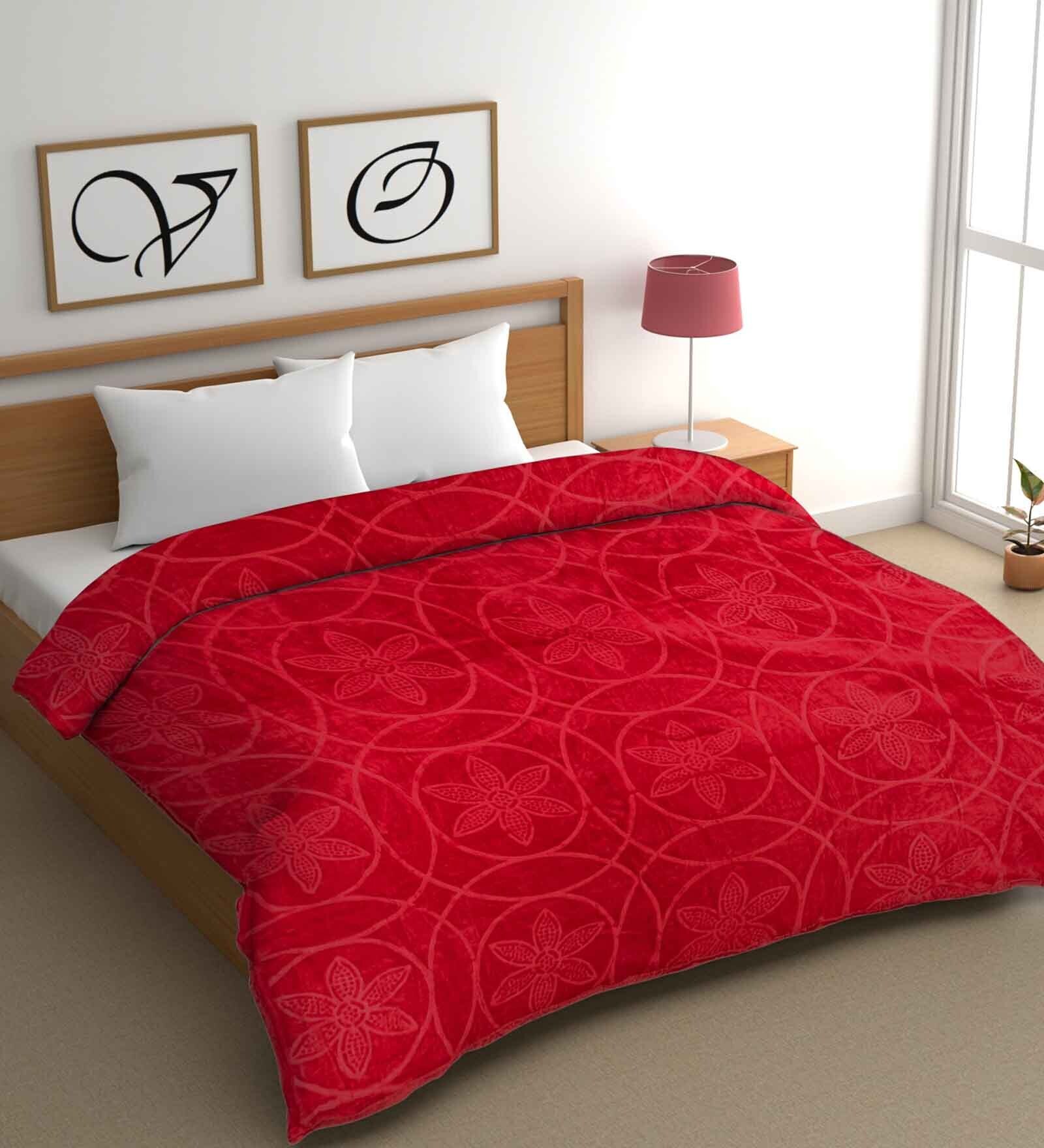 Buy Red Mink Floral 400 GSM Double Bed Blanket by CG Homes at 33 OFF
