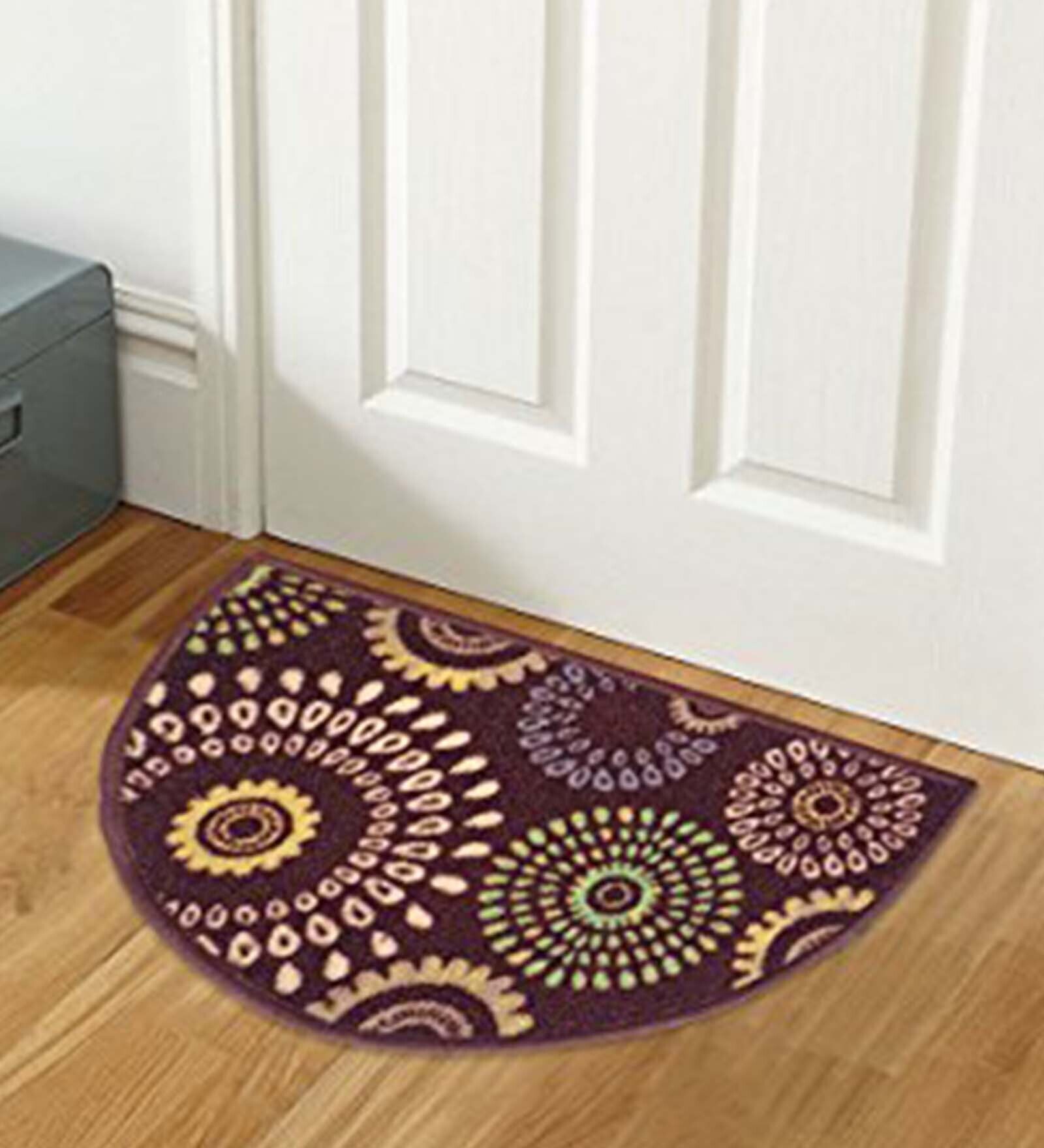 Red Abstract Polyester 15 x 23 Inches Anti Skid Door Mats (Set of 2)