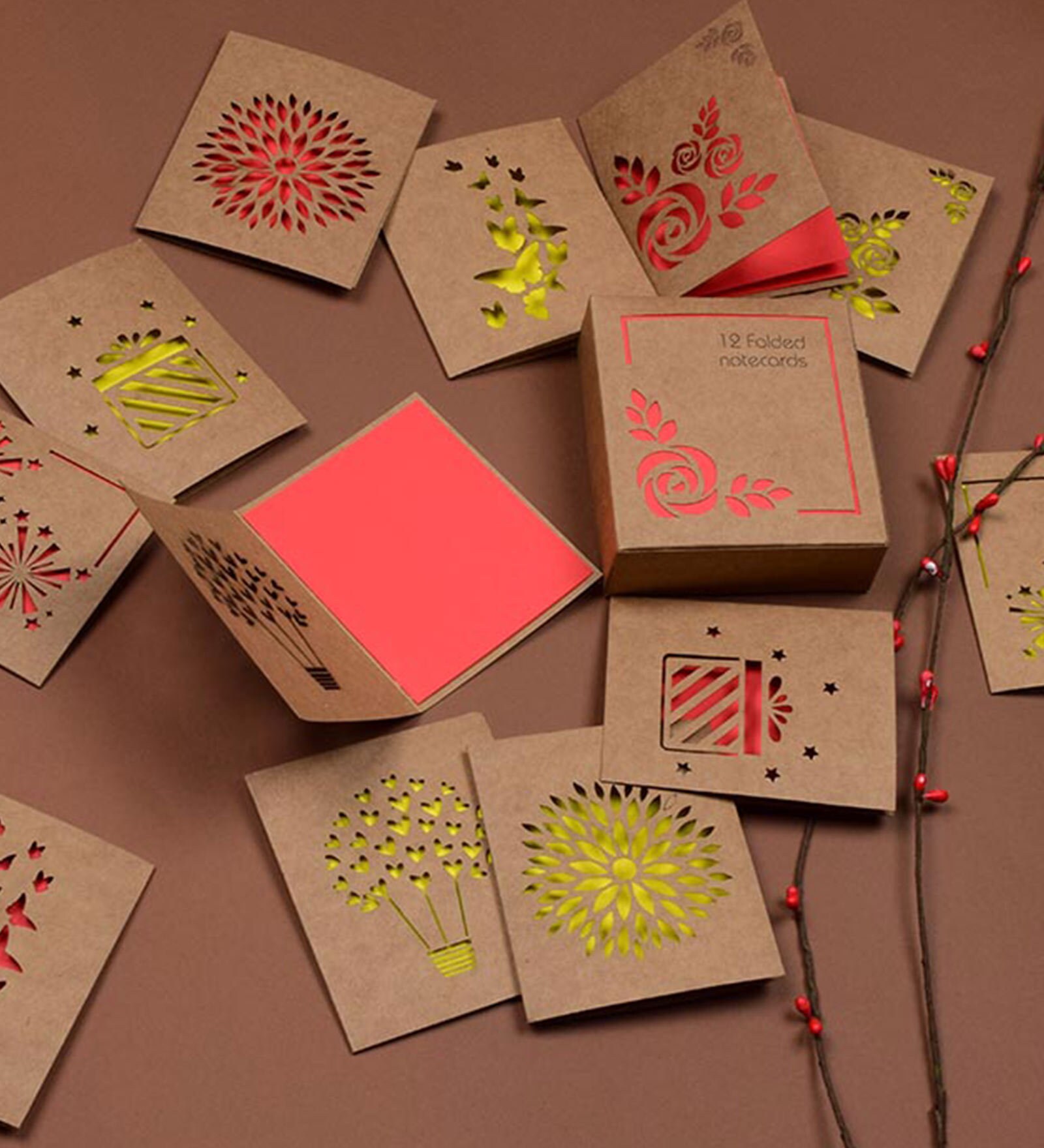 Buy Red Paper Love and Light Lasercut Notecards Set of 12 (12 Pages