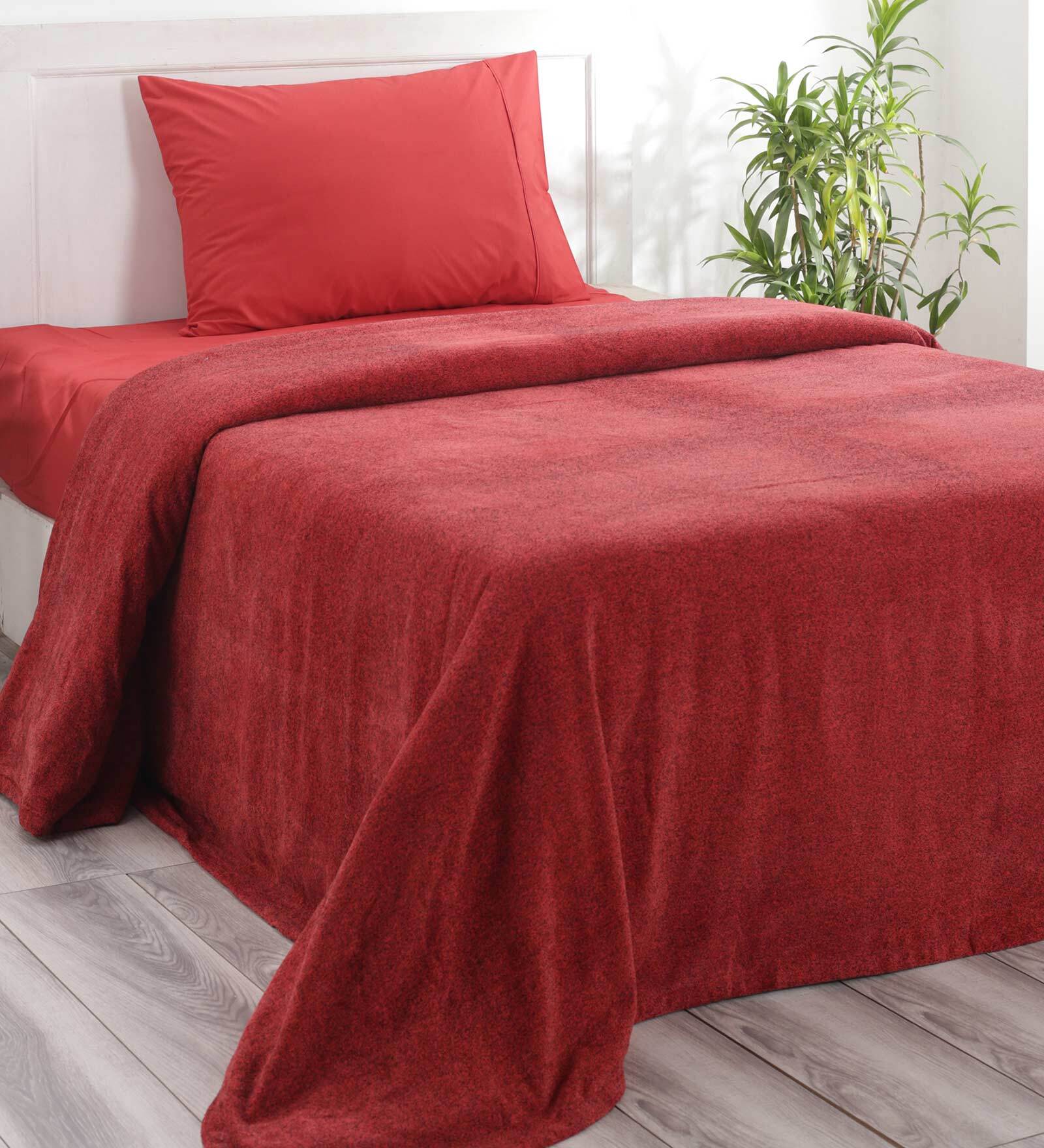 Buy Red Solid 110 TC Cotton Single Bed Cover at 11 OFF by Maspar