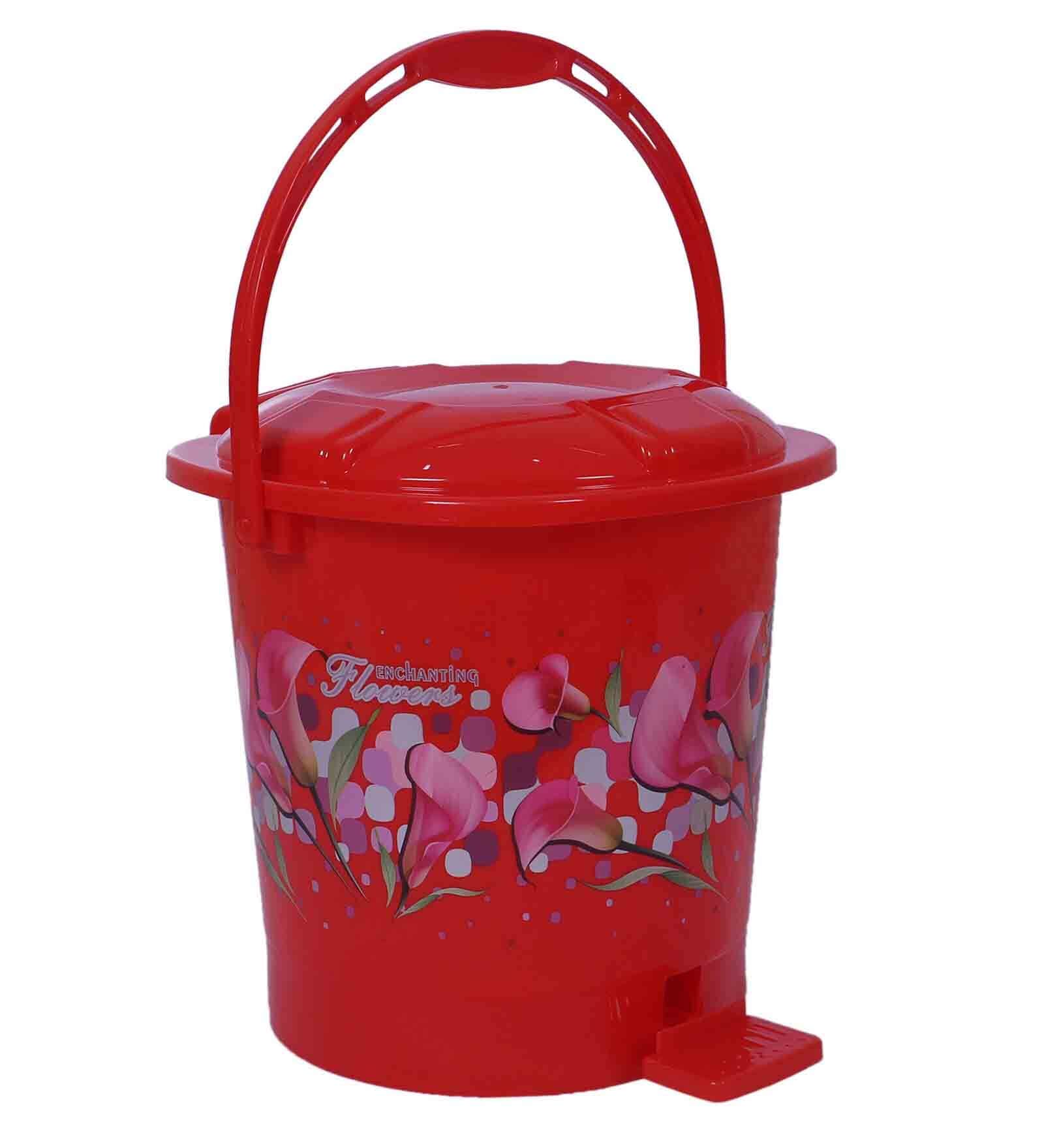 Red Plastic 10 L Pedal & Push 1 Pc Dustbin