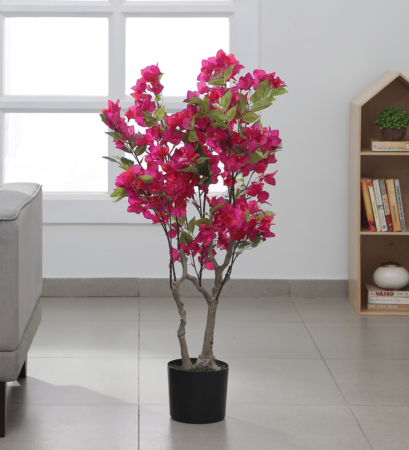 Red Plastic Artificial Plant With Pot