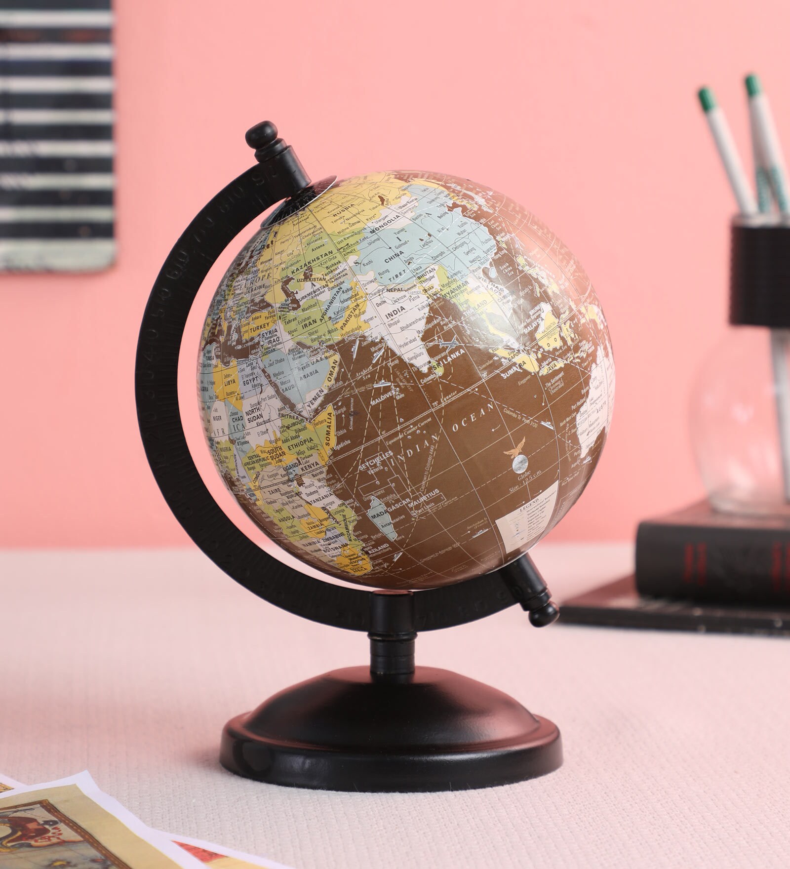 Red Plastic Geographical Map Table Globe