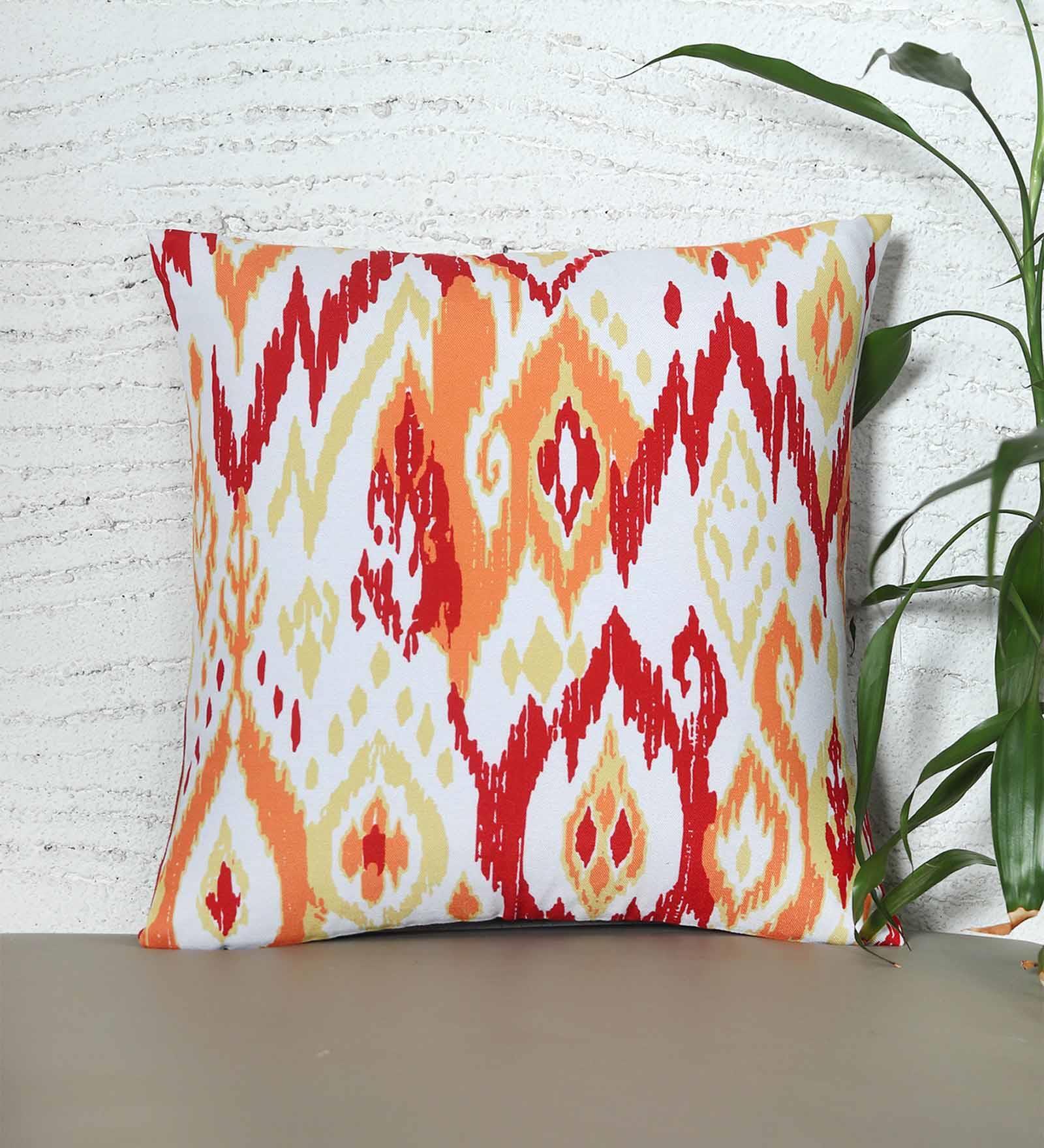 Red Poly Cotton Abstract 16x16 inches Cushion Covers (1pc)