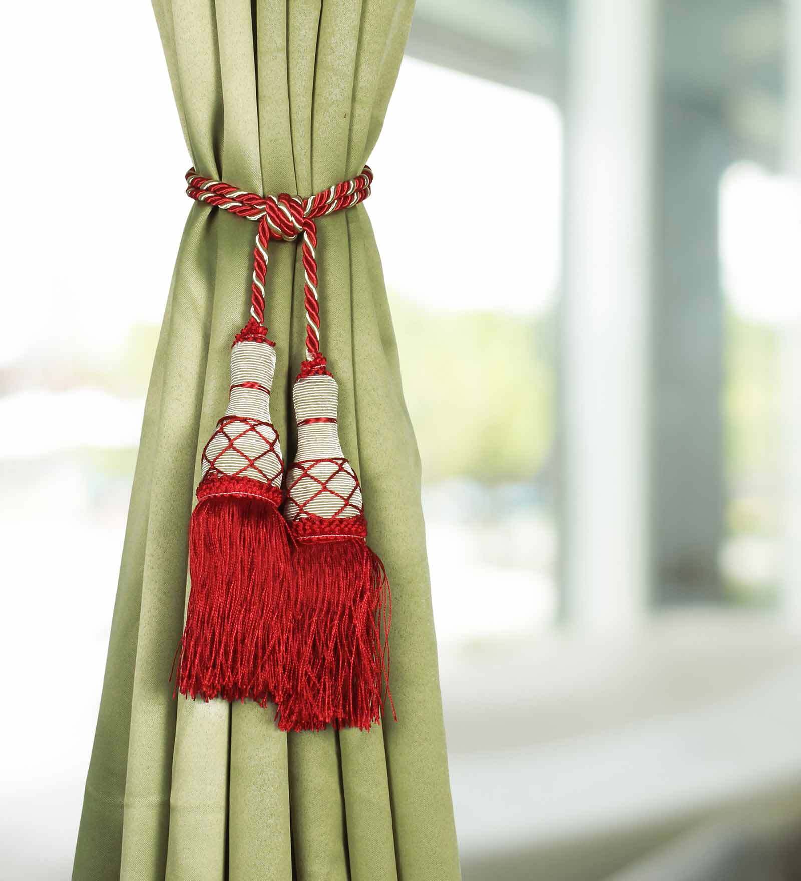 Red Polyester (Set of 4) Curtain Tie Backs