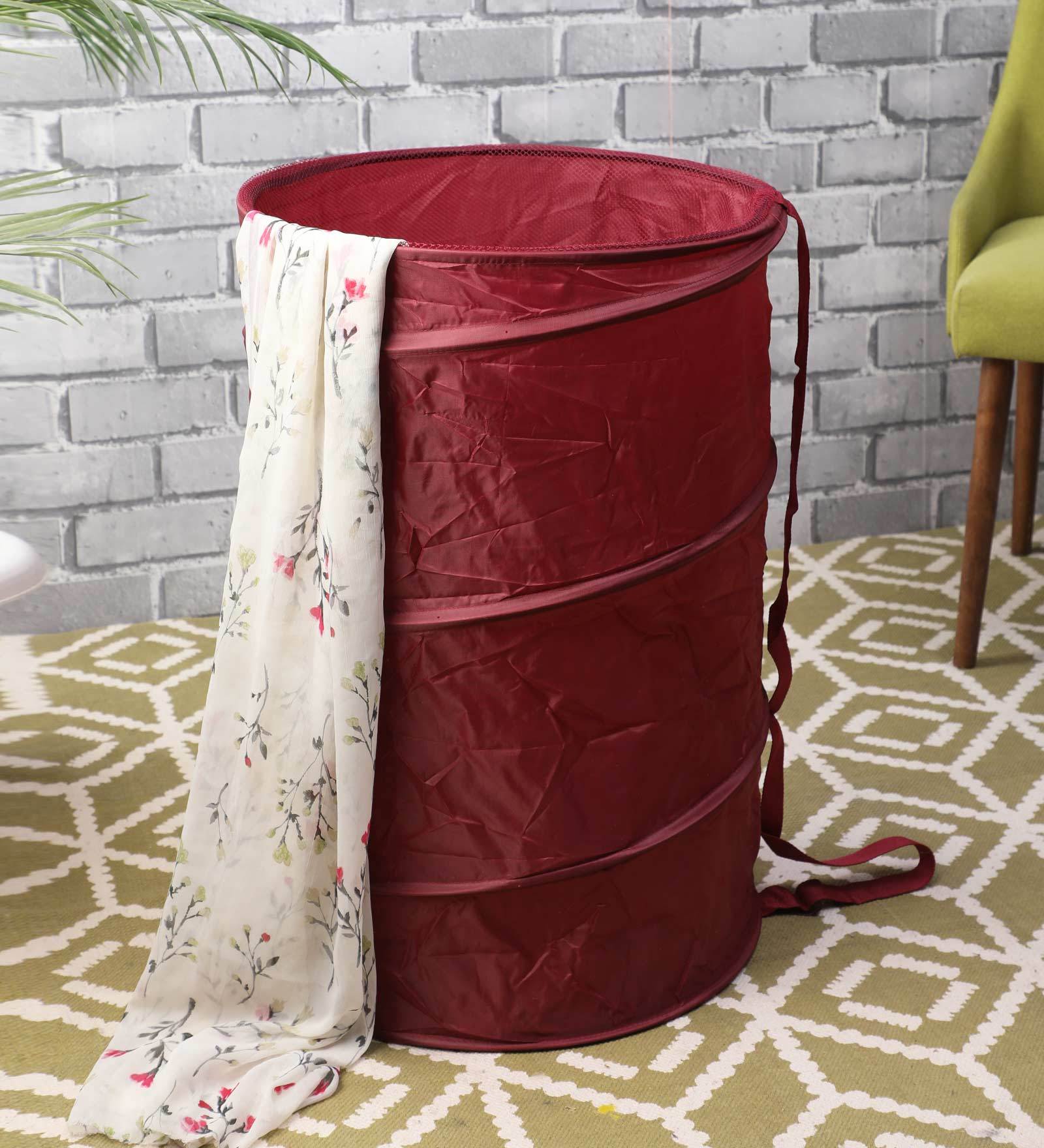 Buy 20 Ltr Polyester Laundry Basket In Red By Muren at 22 OFF by Muren