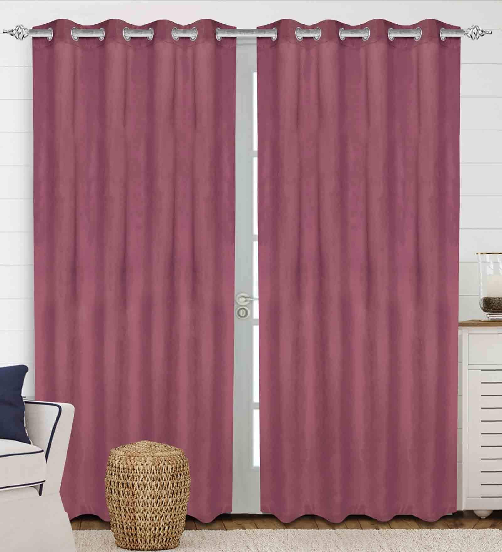 Purple Polyester Solid 9 ft Light Filtering Eyelet Door Curtain
