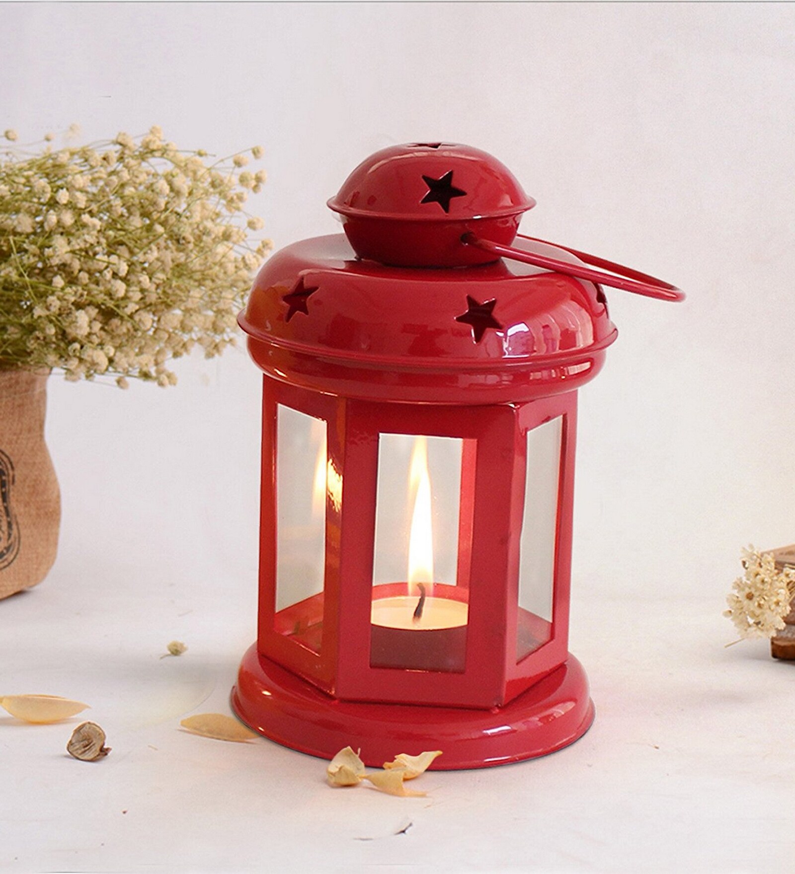 Red Metal Tea Light Holder