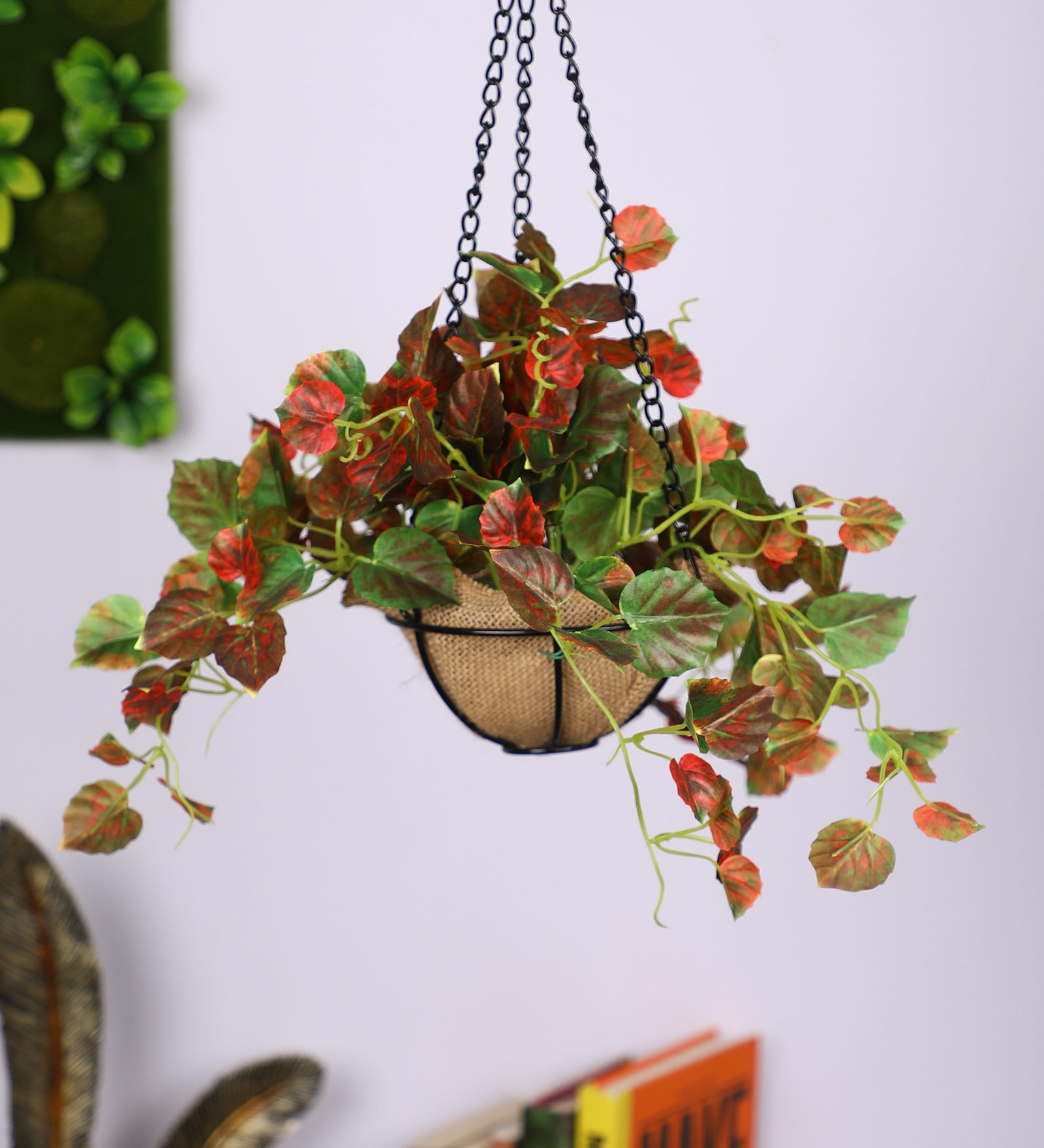 Red Artificial Hanging Begonia Creeper with Pot