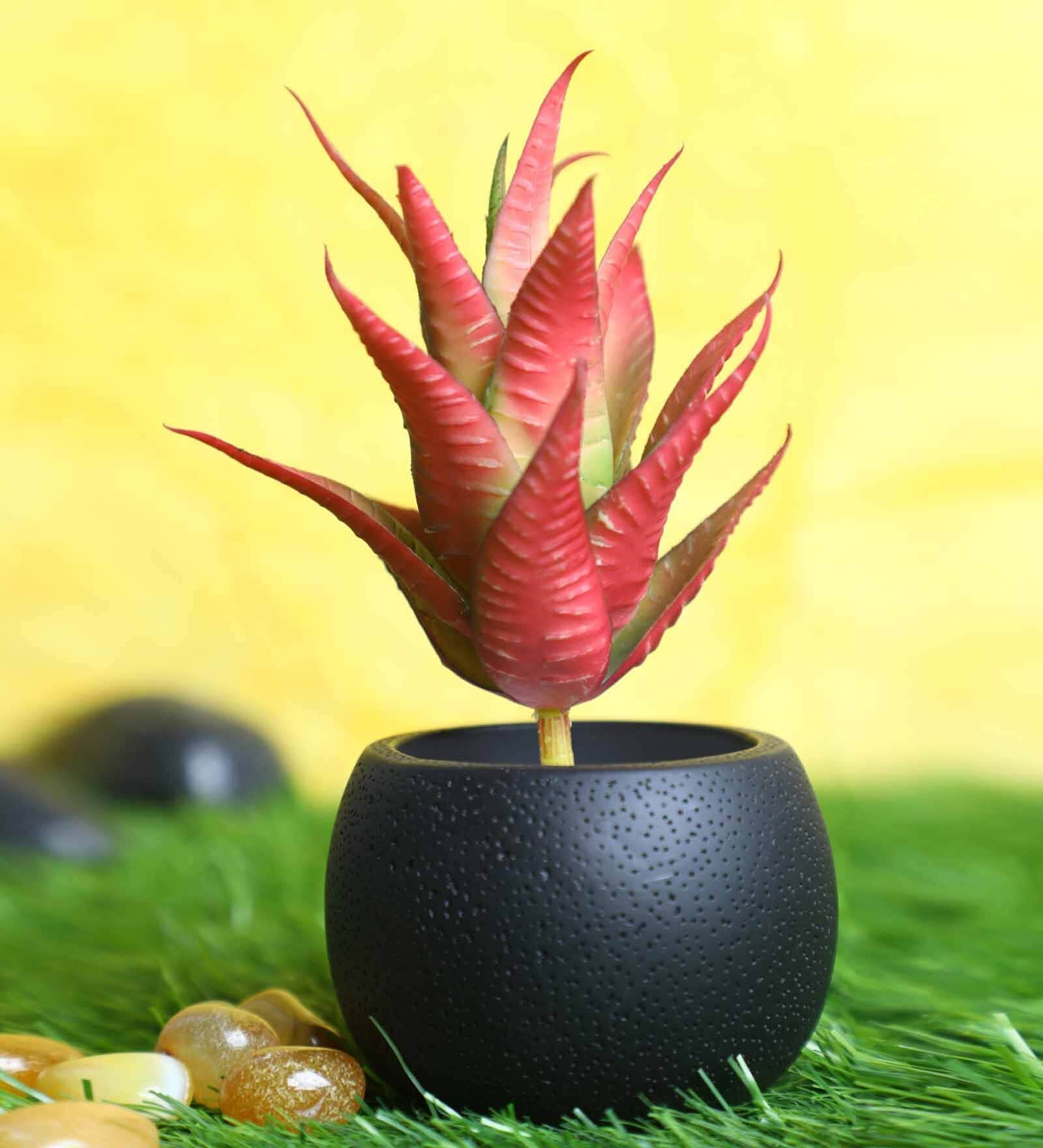 Red Polyurethane Artificial Aloe Vera Succulent Plant Without Pot