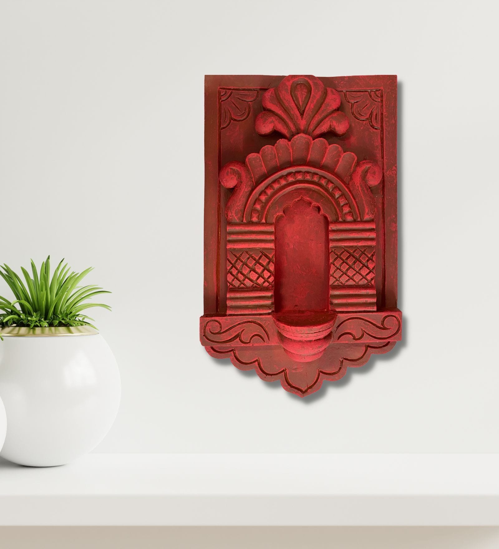 Red Rajasthani Jharokha Wall Art Decor