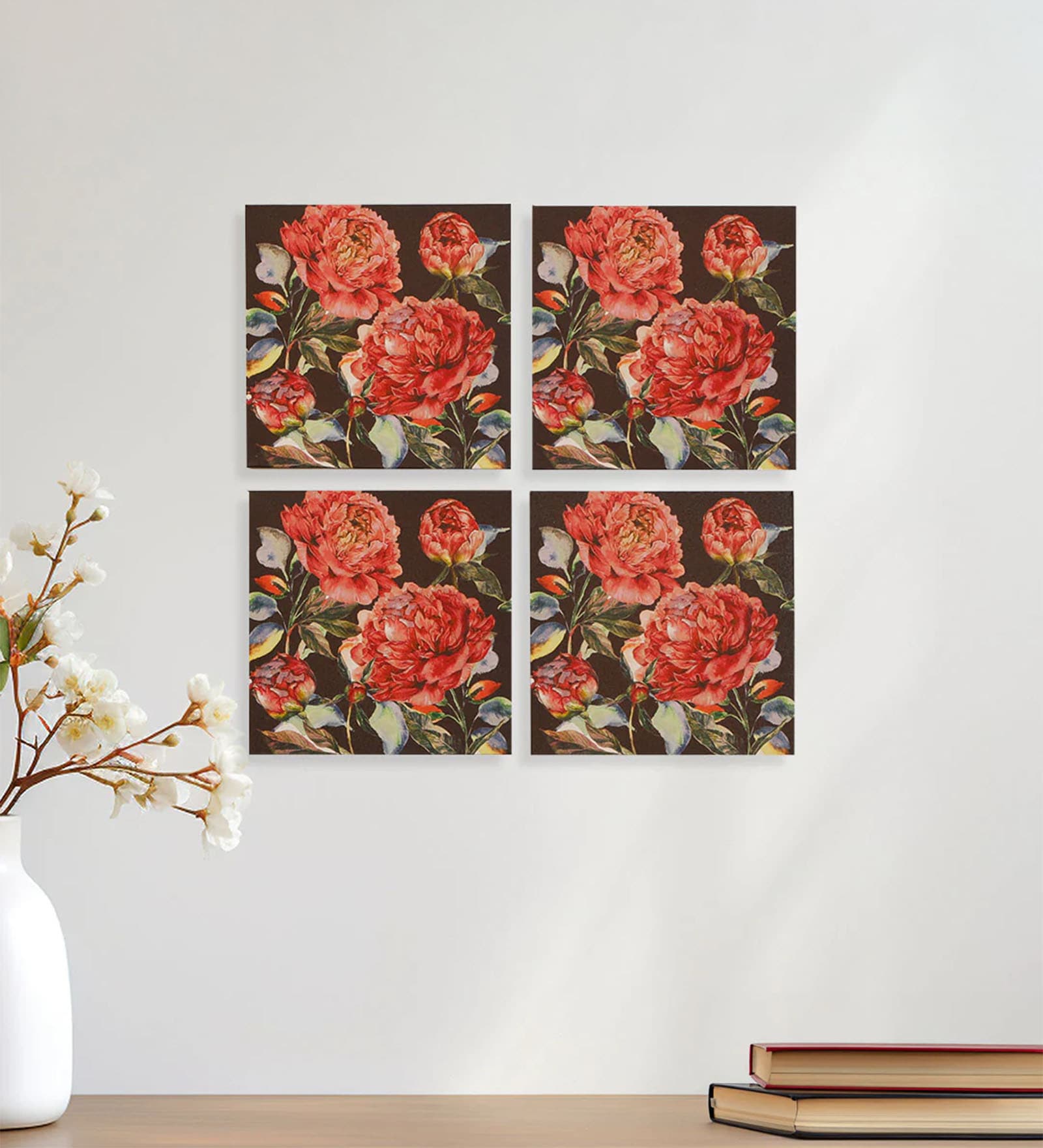 Red Roisin Wall Art Set of 4