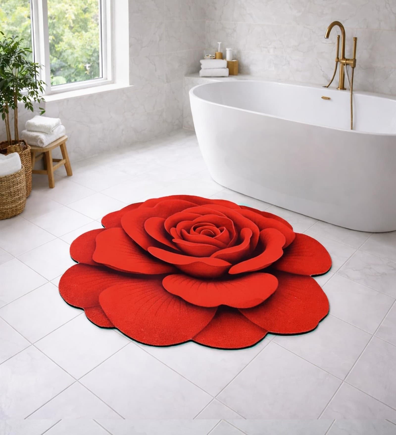 Red Rose Rubber 26x27 Inches Anti Skid Bath Mat