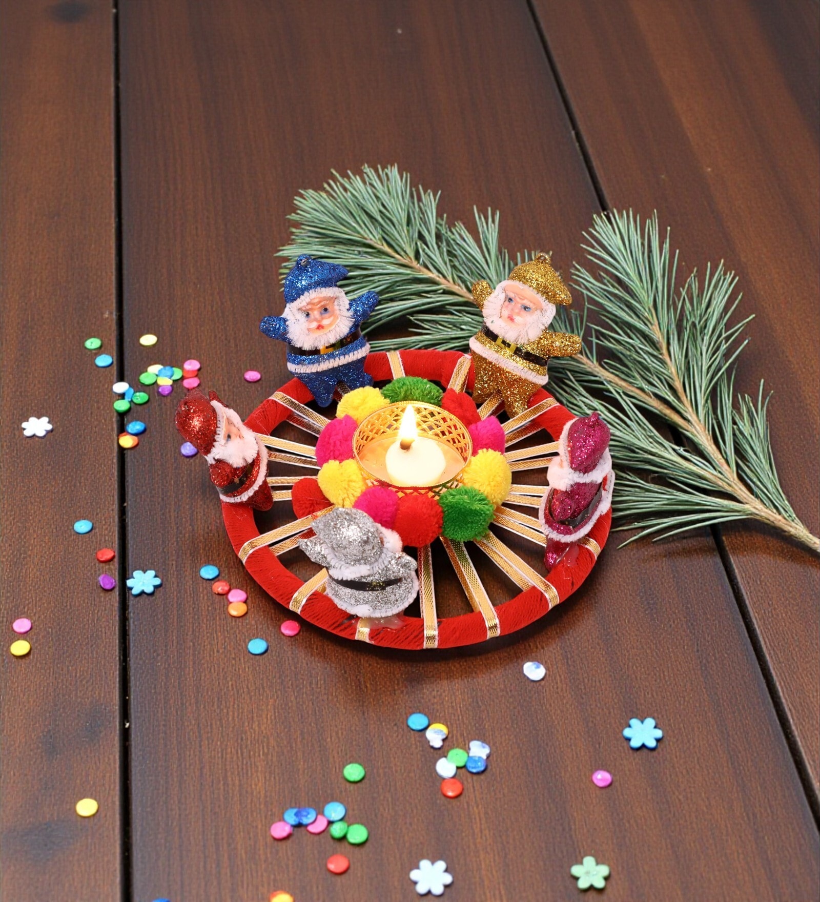 Red Santa Candle Holder