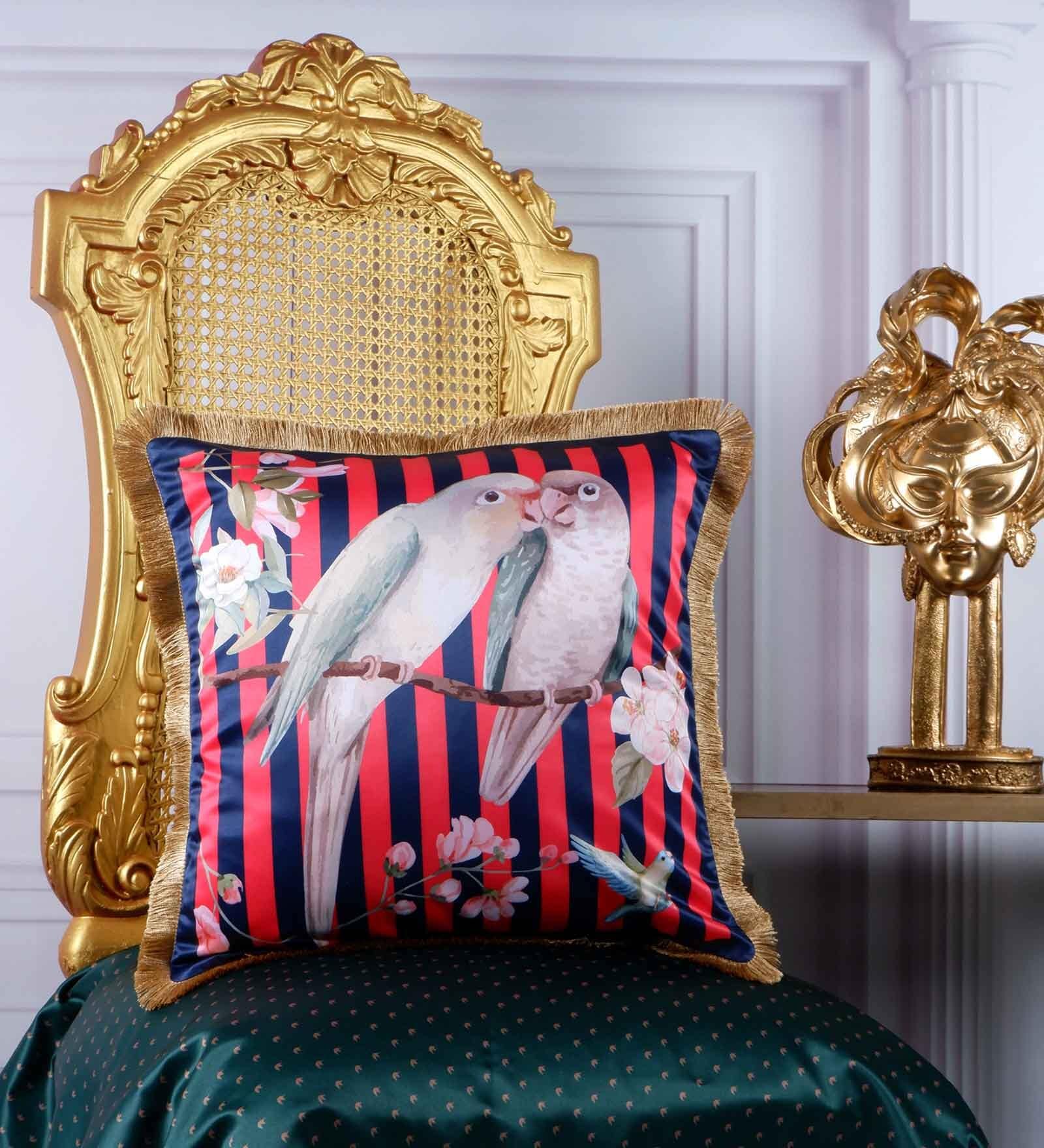 Red Satin Striped 16x16 inches Cushion Covers (1Pc)