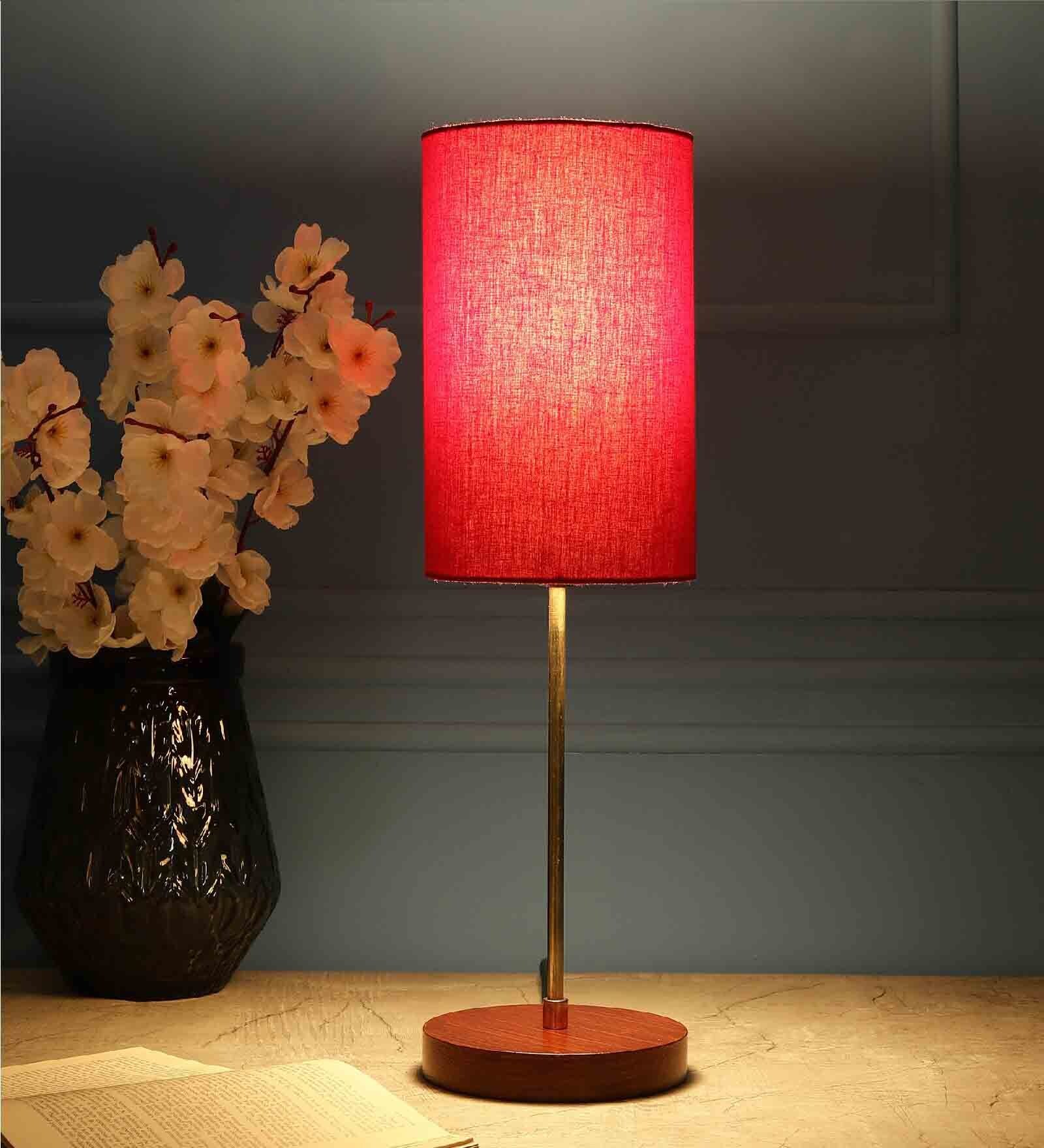 Buy Venus Red Fabric Shade Night Lamp With Aluminium Base at 24% OFF by ...