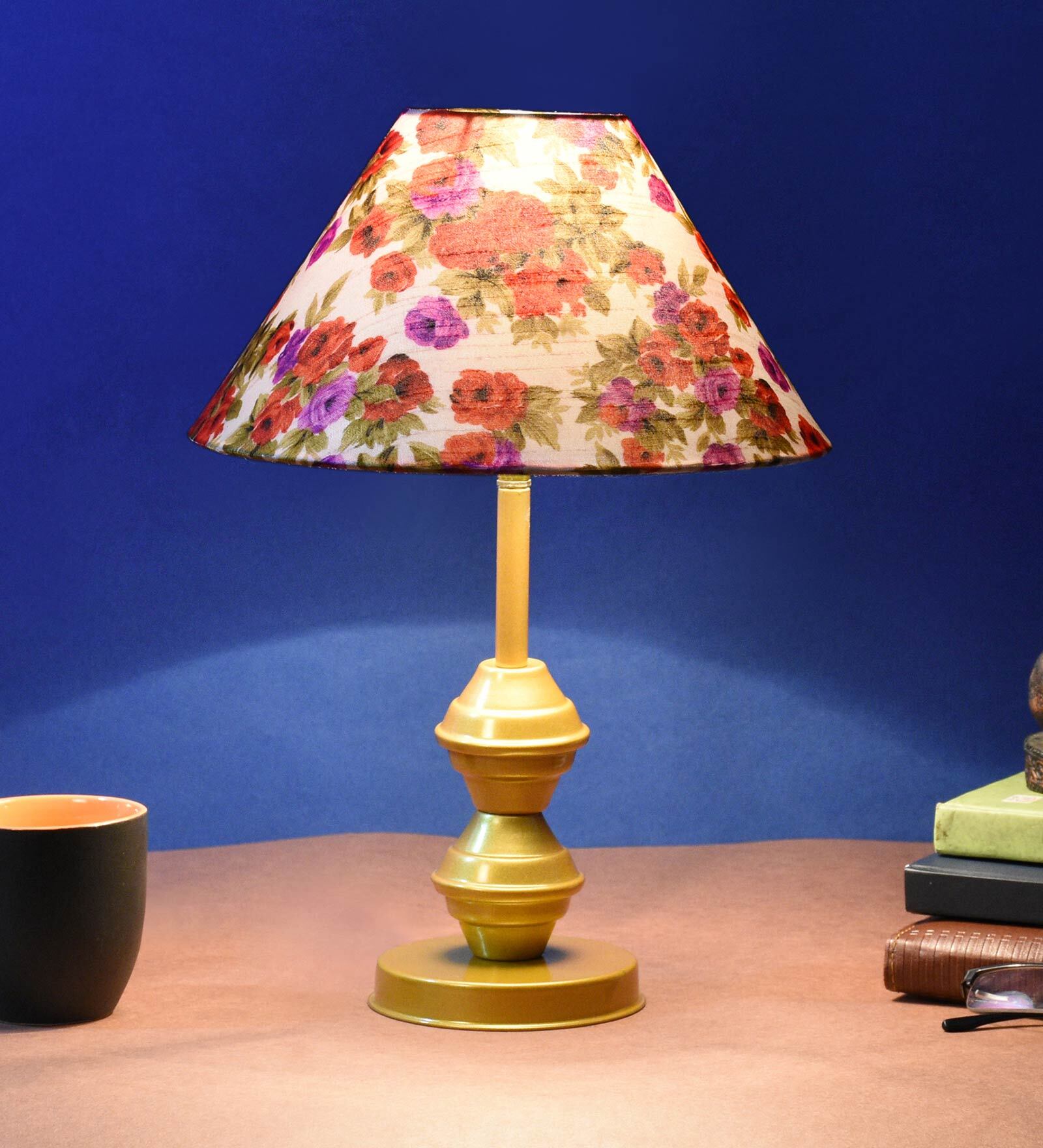 Multicolor Shade Table Lamp With Metal Base