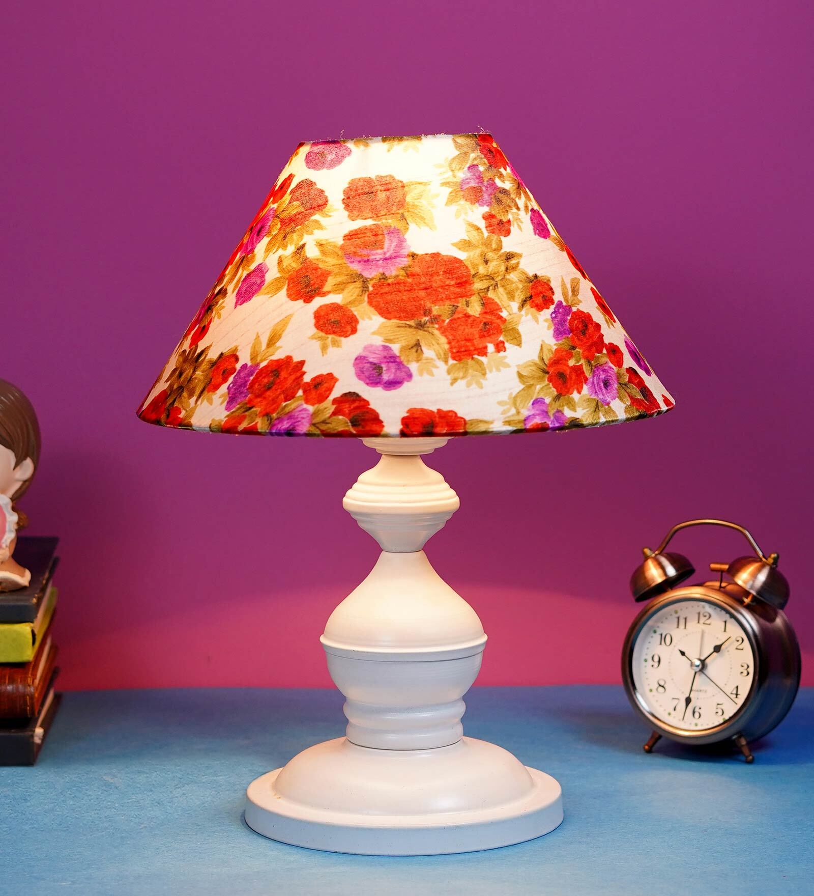 Multicolor Shade Table Lamp With Metal Base