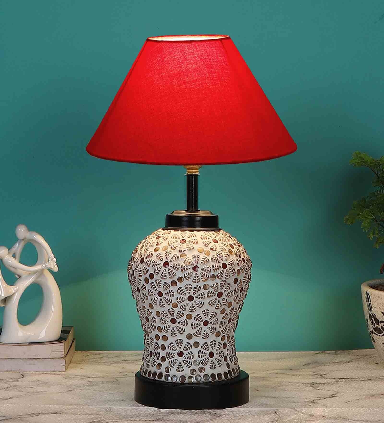 Buy Red Shade Table Lamp With Shade Table Lamp With Glass Base By New Era at 21 OFF by New Era