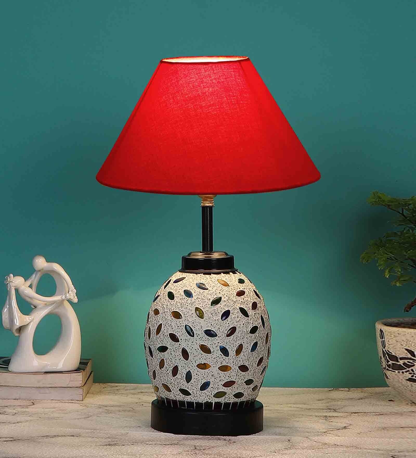 Red Shade Table Lamp With Shade Table Lamp With Glass Base