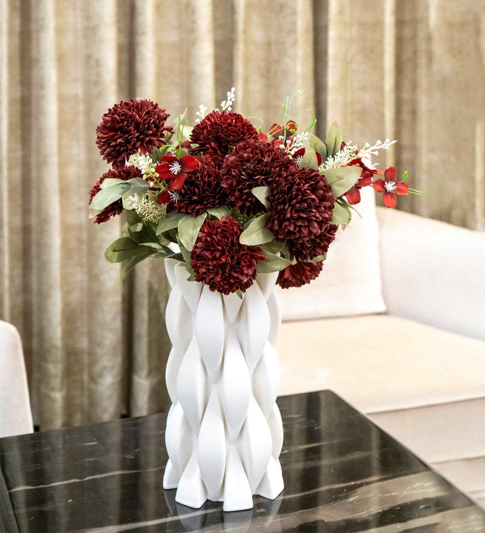 Red Silk Chrysanthemums Silk Bunch Single Stem Flower