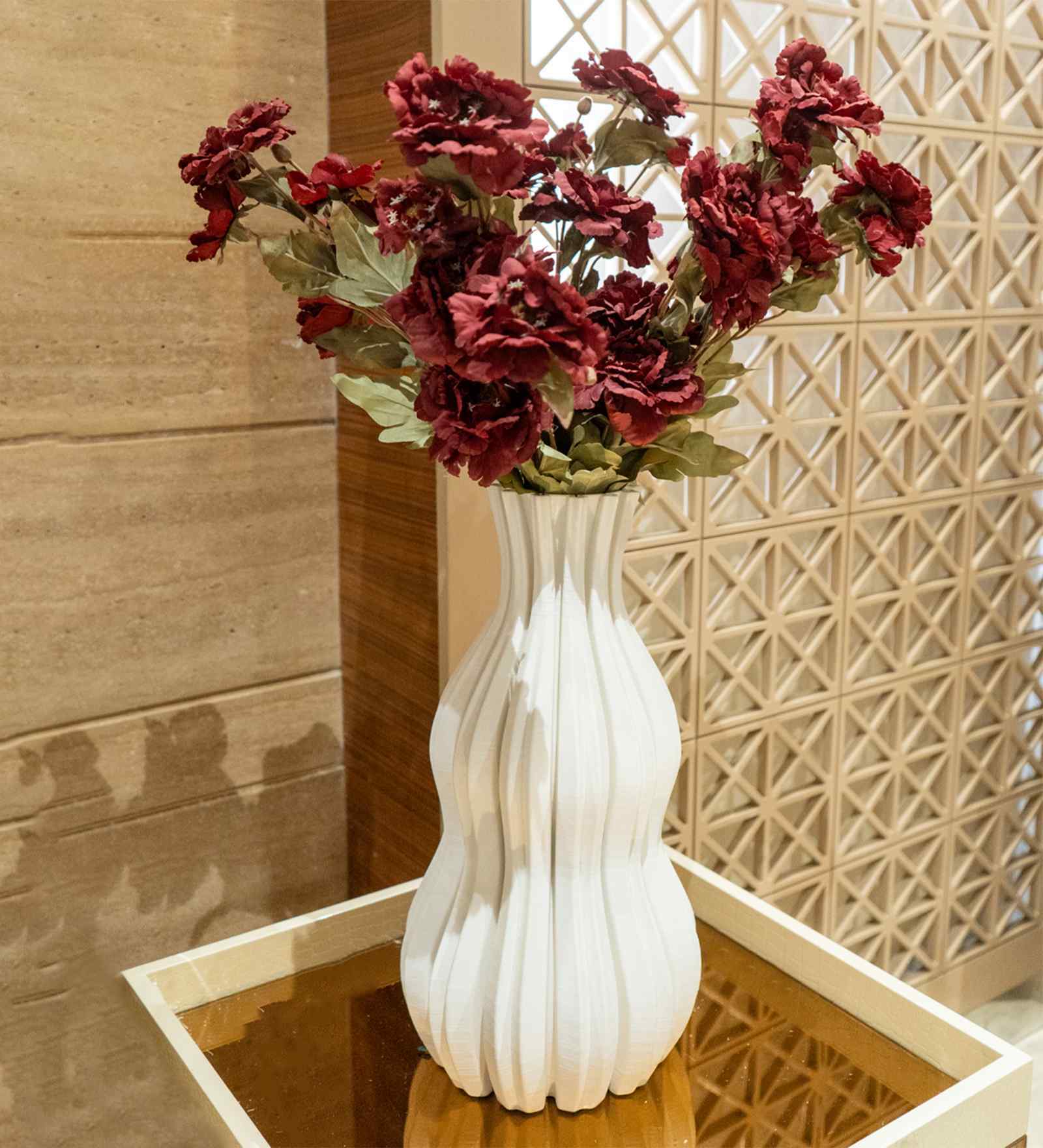 Red Silk Peony Silk Stem Single Stem Flower