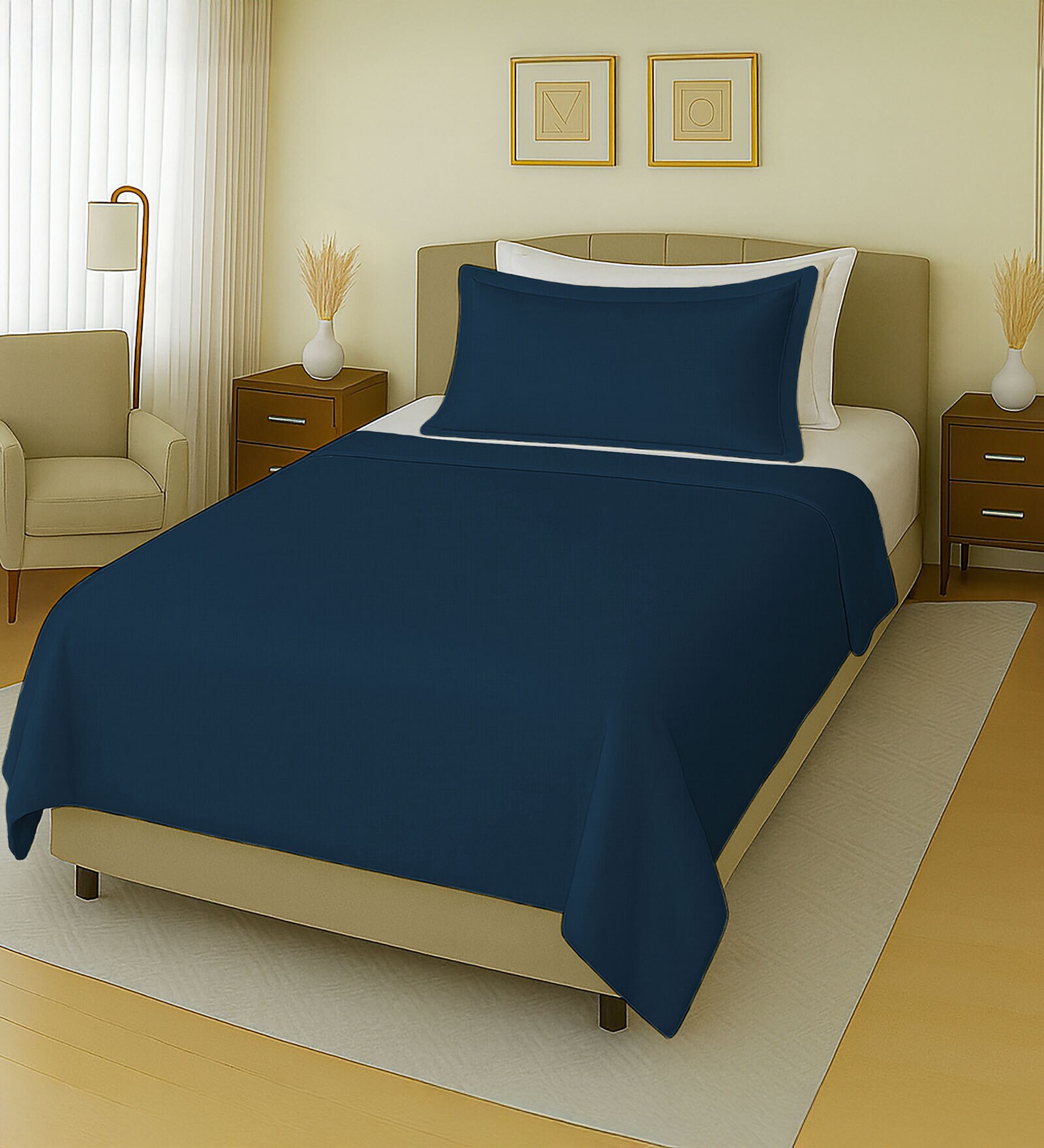 Red Solid 144 TC Cotton 1 Single Bedhseet with 1 Pillow Cover