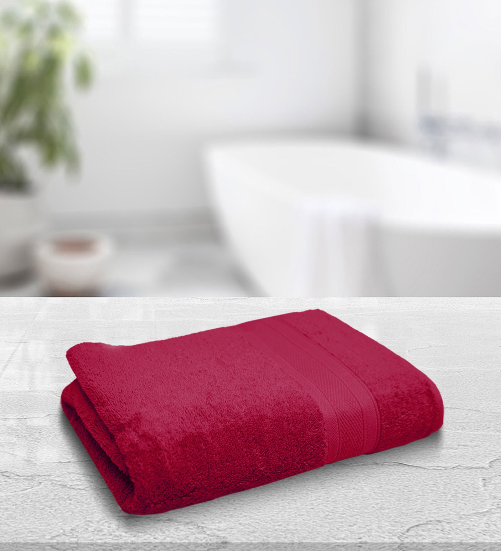 Buy Red Solid 500 GSM Cotton Bath Towel by Trident at 48 OFF by Trident Pepperfry