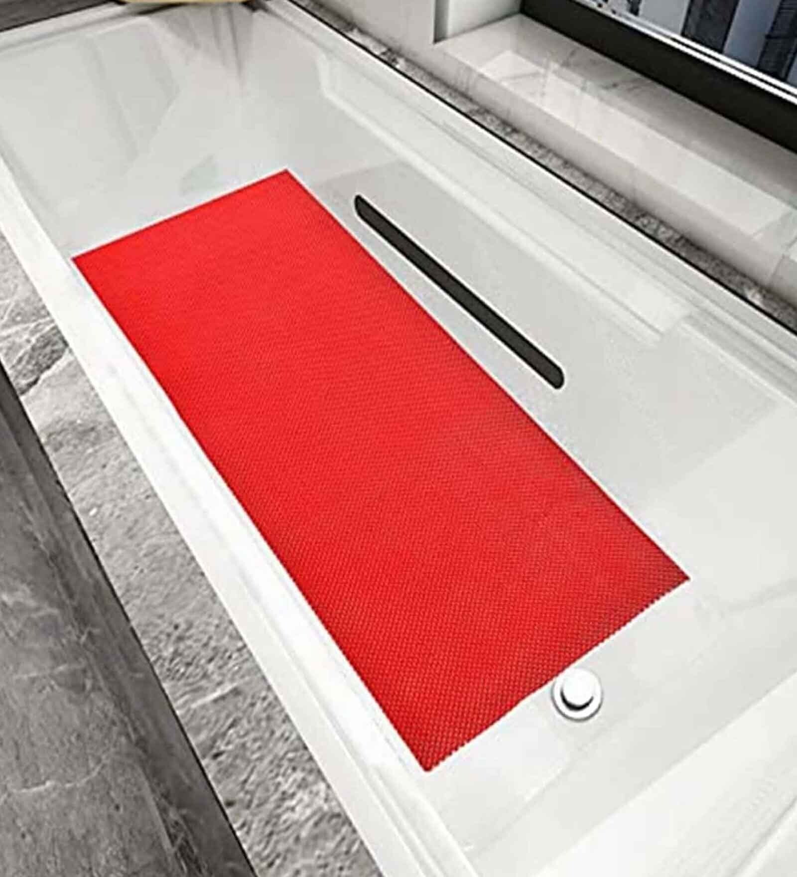 Red Solid PVC 2 ft x 10 ft Antiskid Bath Tub Cum Floor Runner