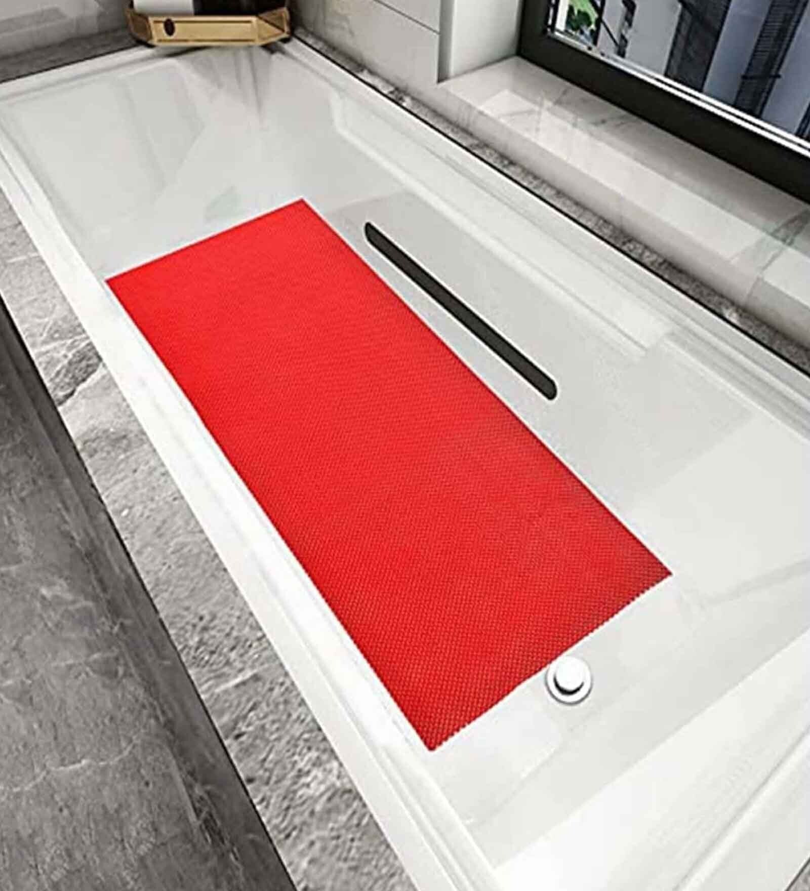 Red Solid PVC 2 ft x 5 ft Antiskid Bath Tub Cum Floor Runner Red Solid PVC 2 ft x 5 ft Antiskid Bath Tub Cum Floor Runner