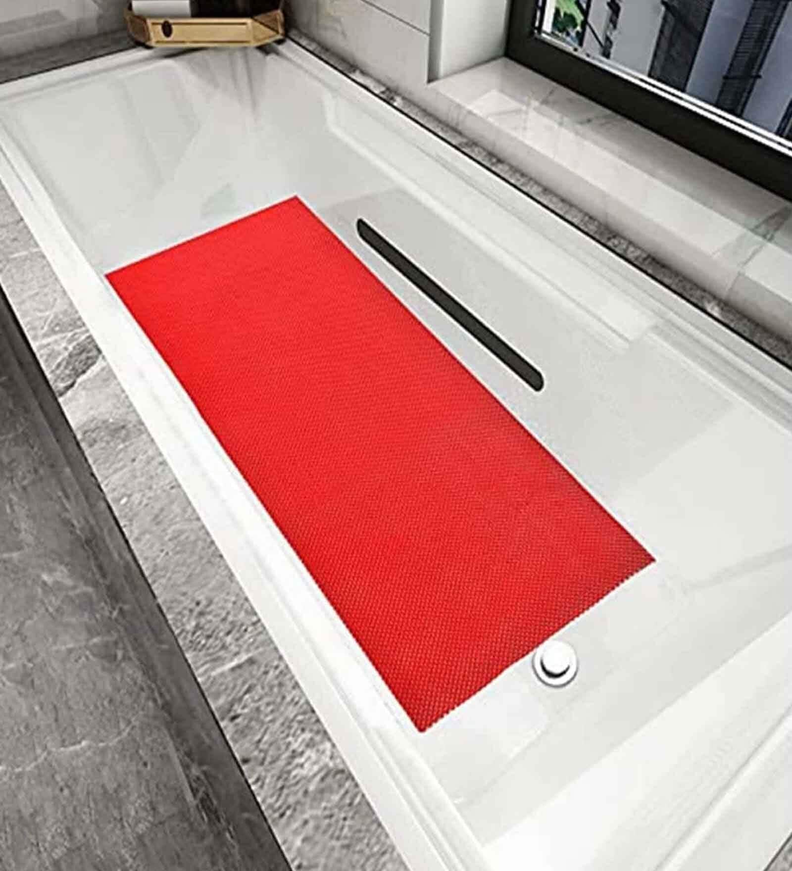 Red Solid PVC 2 ft x 6 ft Antiskid Bath Tub Cum Floor Runner