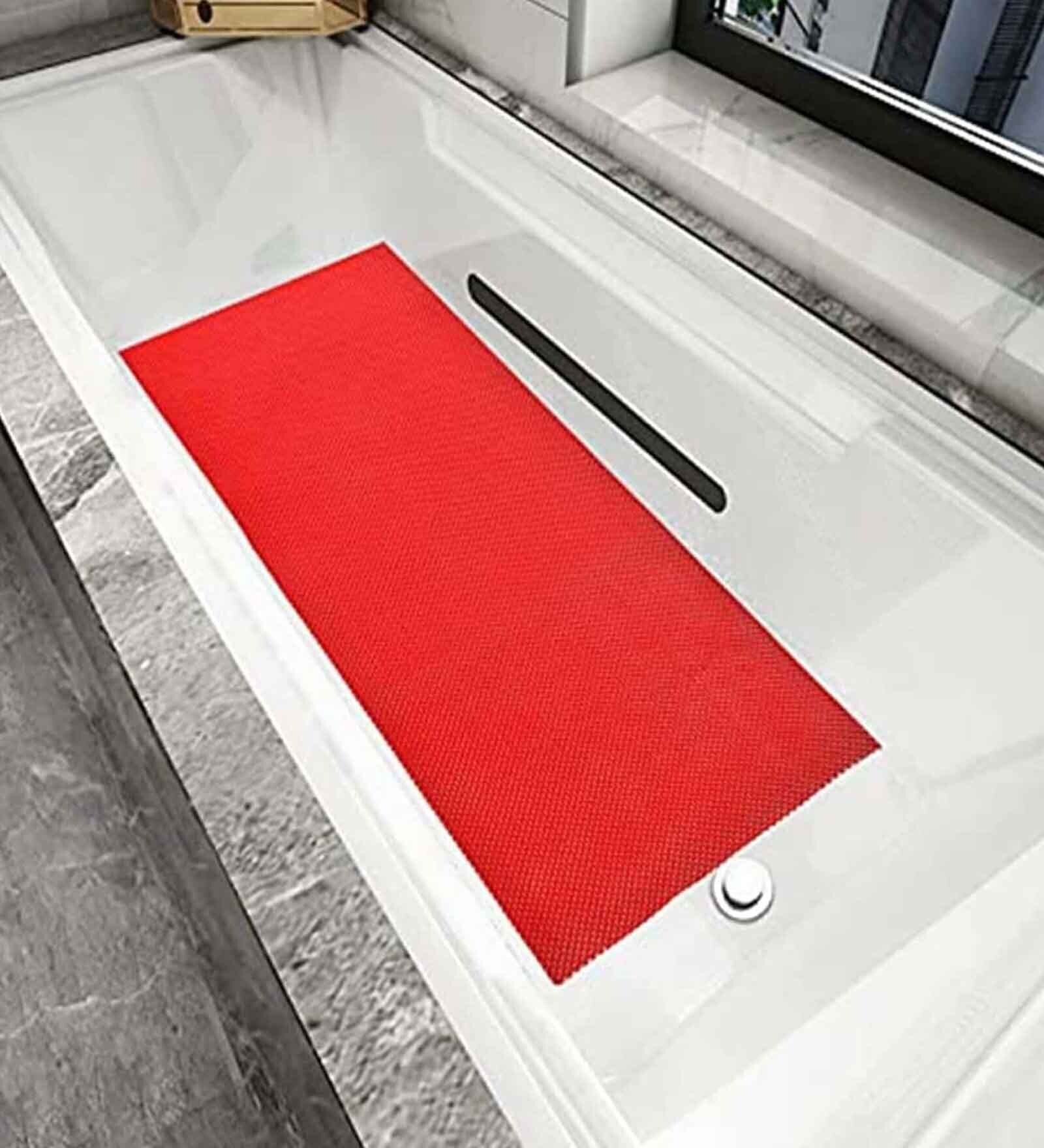 Red Solid PVC 2 ft x 8 ft Antiskid Bath Tub Cum Floor Runner