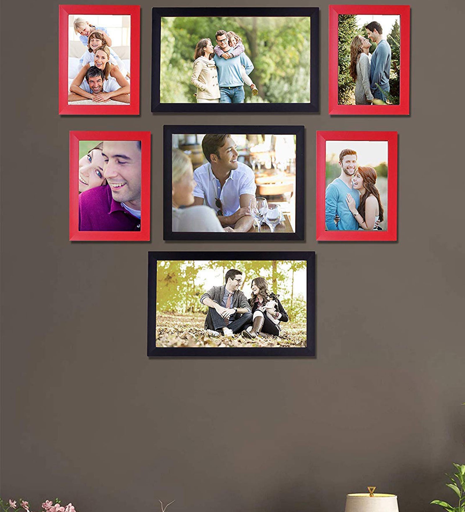 Buy Set Of 7 Red Wood Collage Photo Frames at 38% OFF by Art Street ...