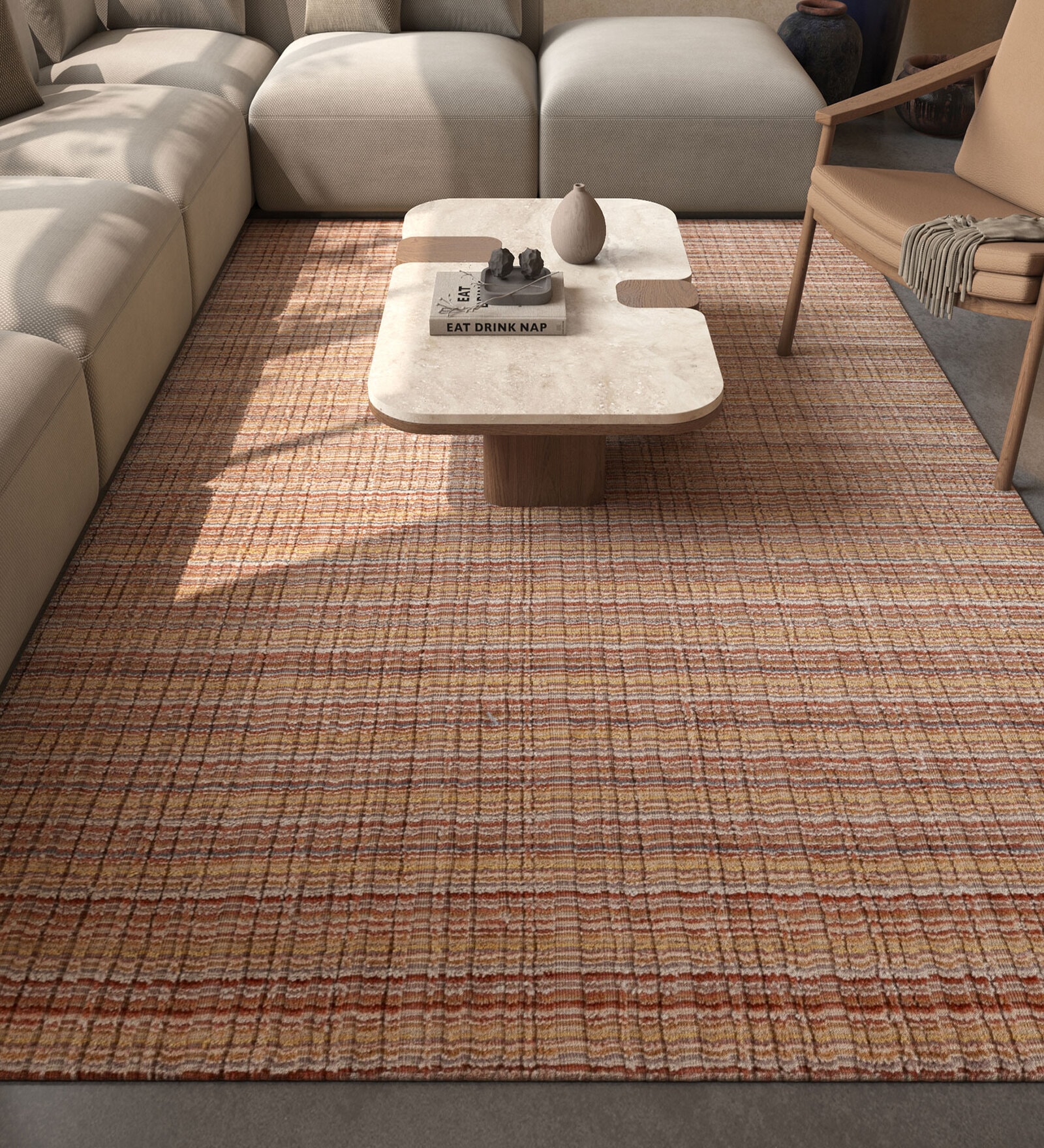 Red Solid Wool and Viscose 6 ft X 9 ft Hand Woven Carpet