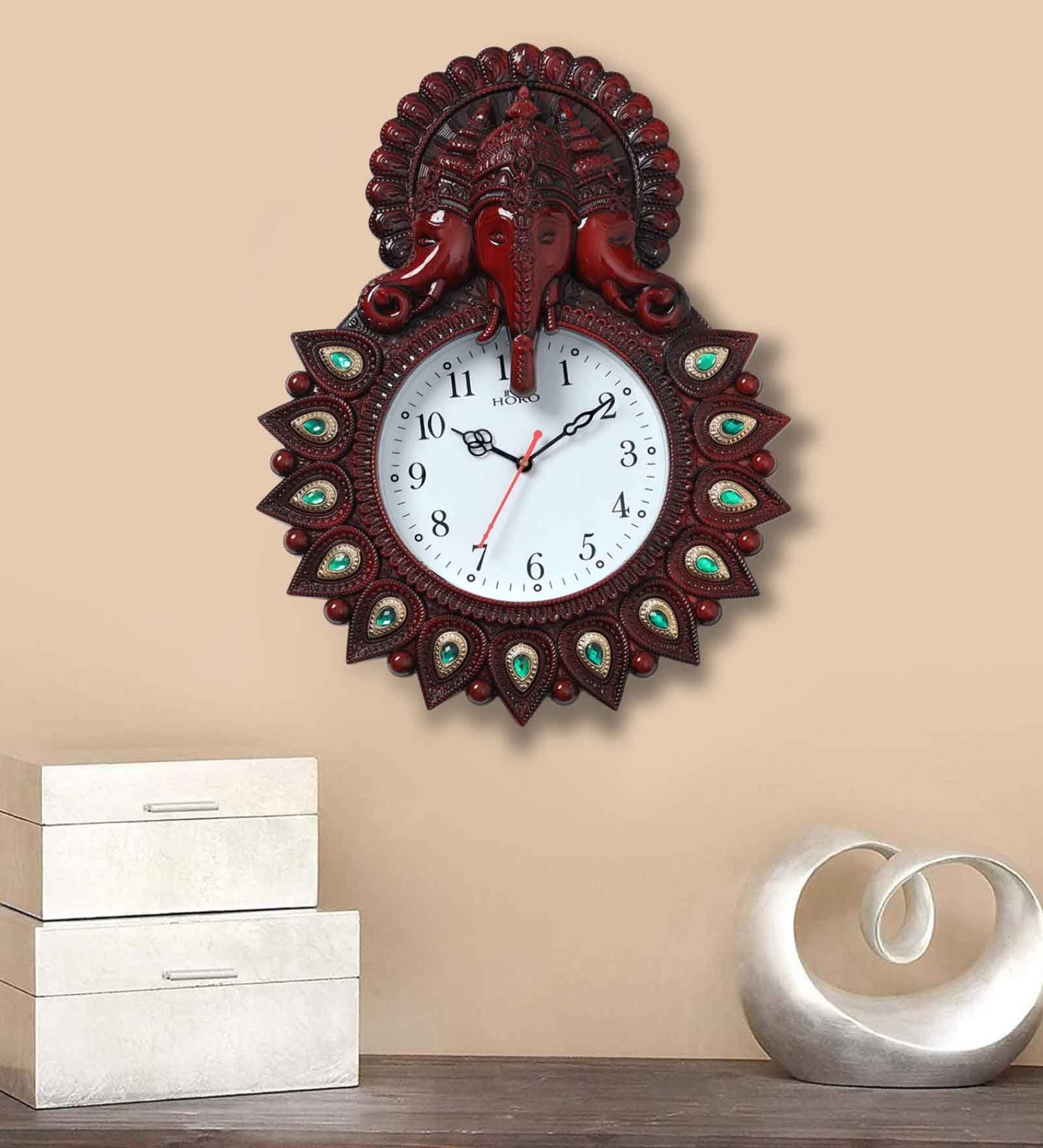 Red Synthetic Plastic Wall Clock