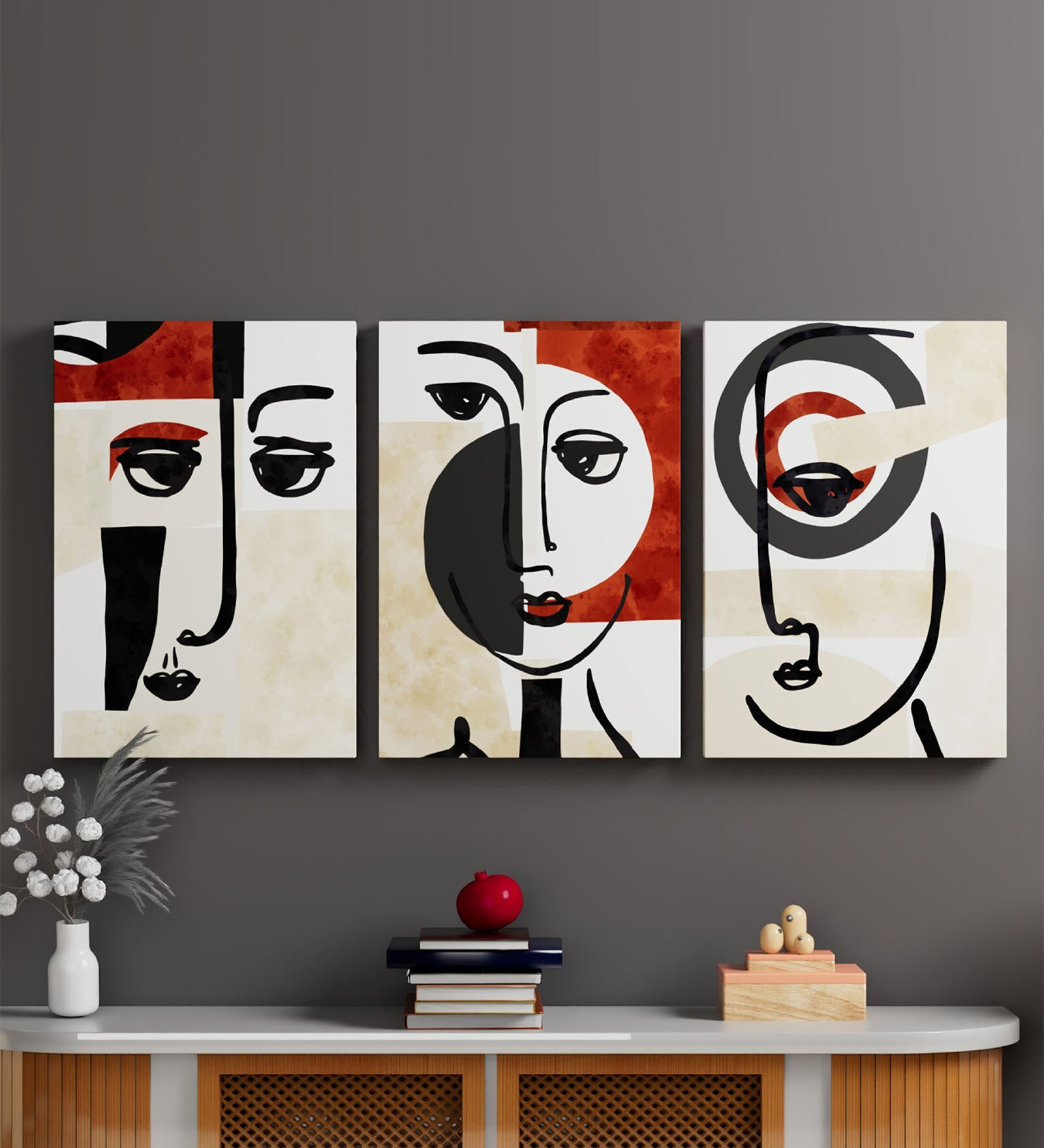 Multicolour Synthetic Wood (Set of 3) Art Panels