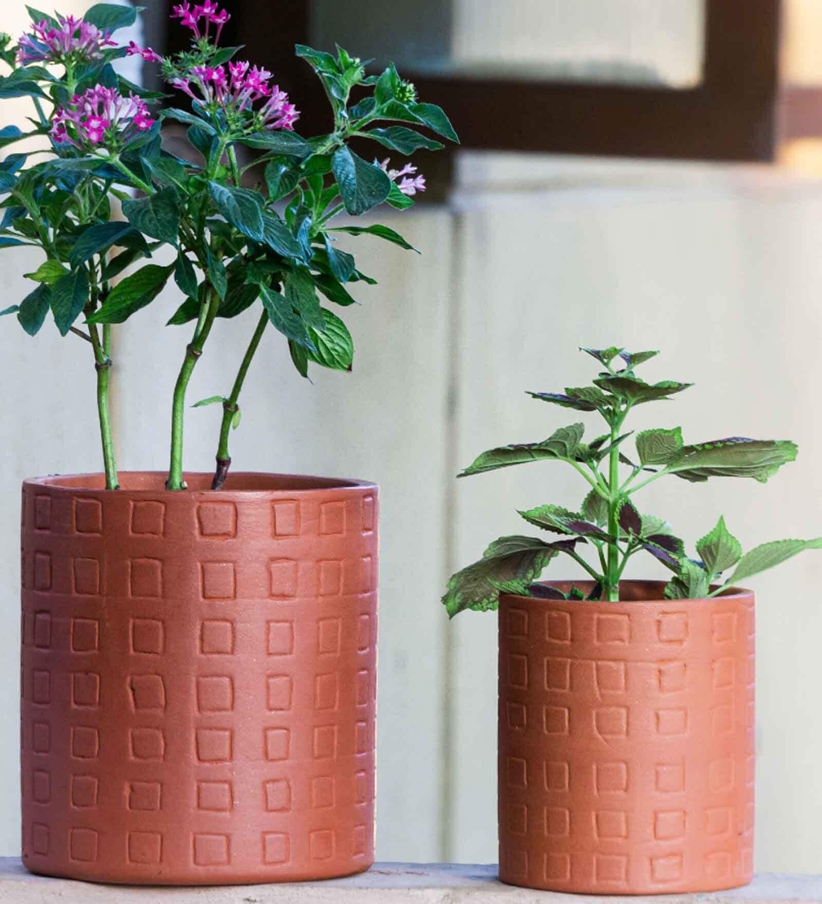 Red Terracotta Brick Planter Set